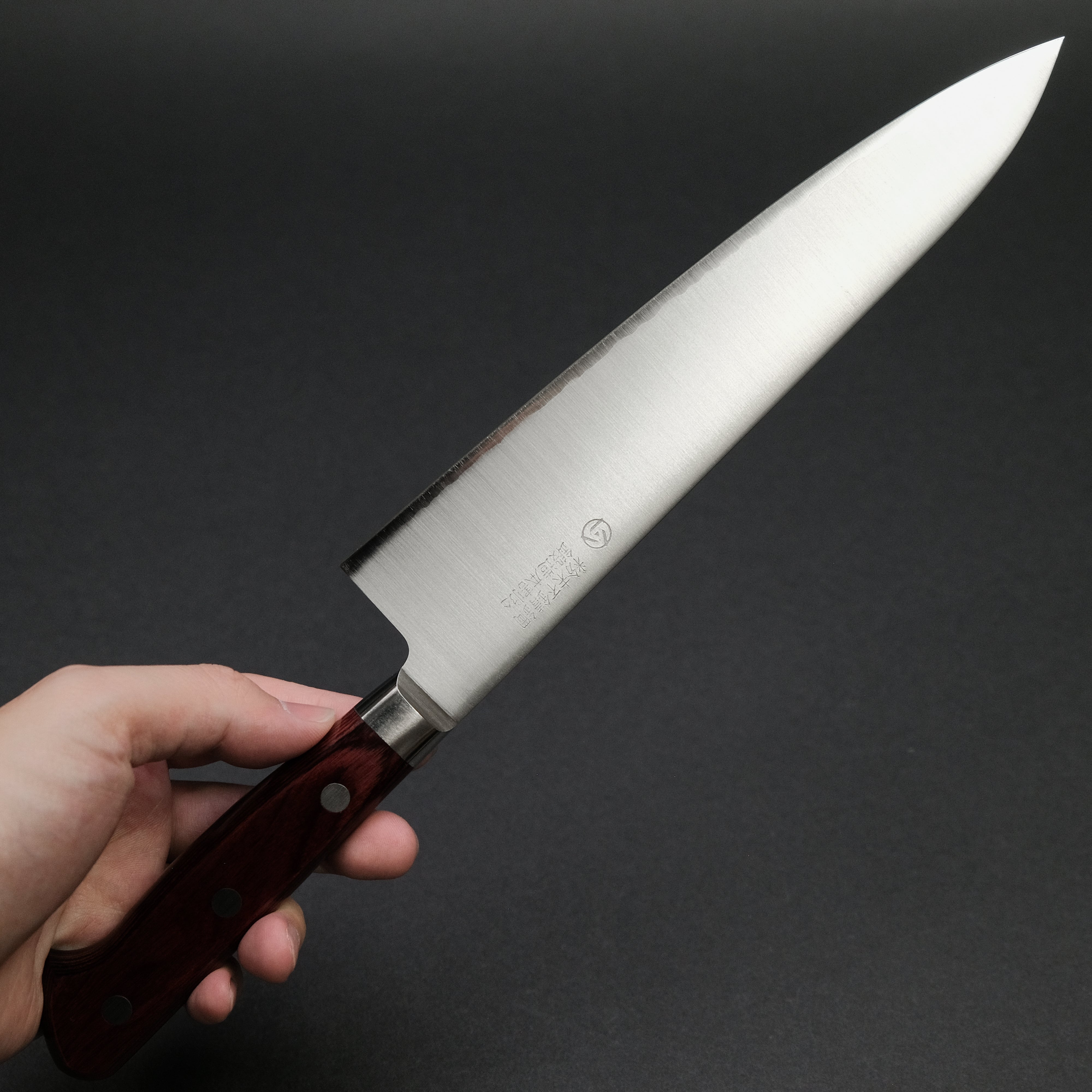 Hitohira TP Gyuto 210mm Japanese Chef Knife with Wine Pakka Handle - Professional Kitchen Knife for Slicing, Dicing & Meat Cutting