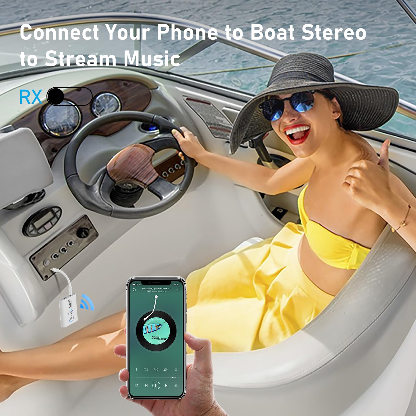 1Mii Bluetooth 5.3 Transmitter & Receiver for TV - Dual Link AptX Adaptive/Low Latency/HD Audio - Wireless Audio Adapter for Headphones, Home Stereo, Airplane, Boat & Gym Use - Perfect for Home Theater, Travel & Workout