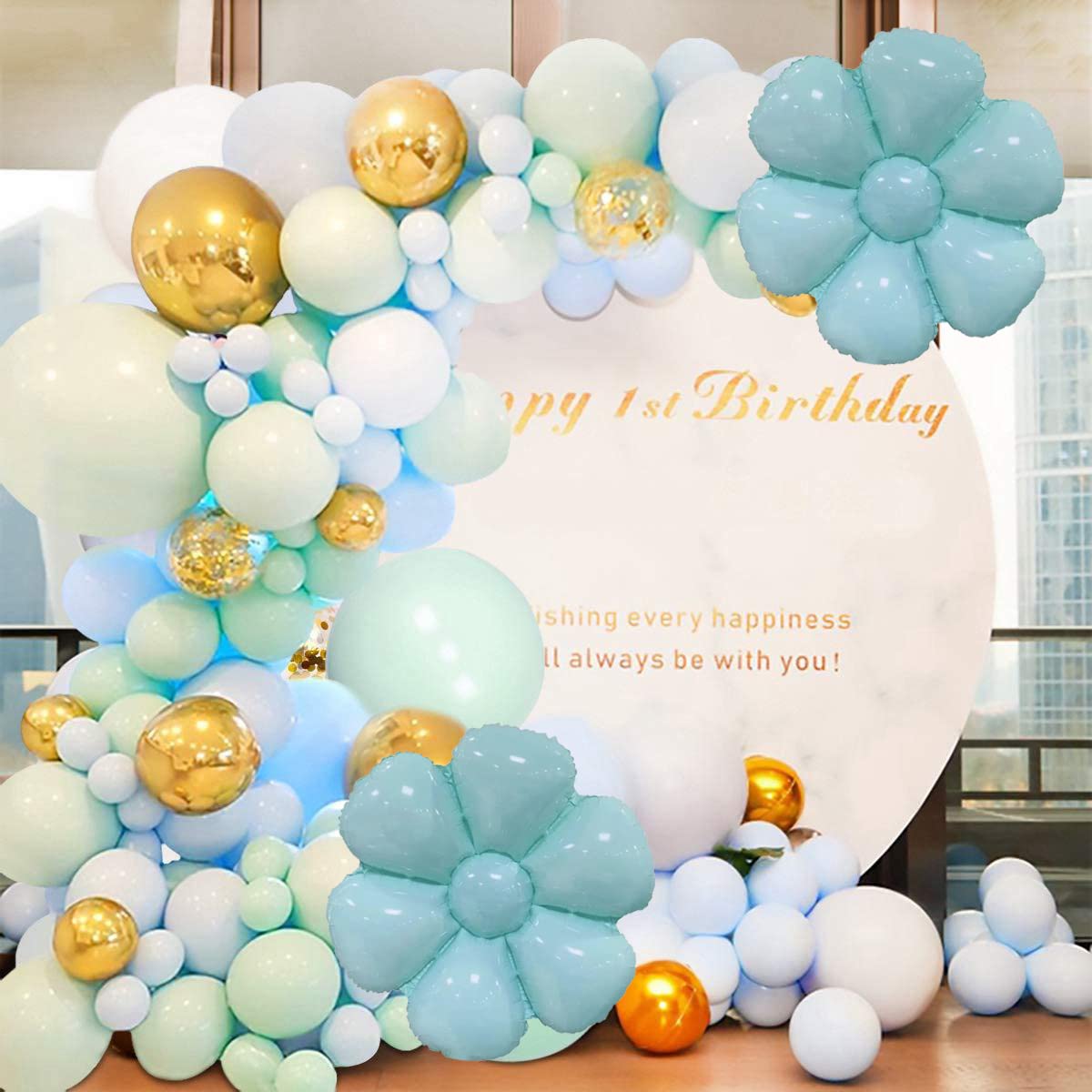 Blue Birthday Party Decorations - Flower Balloons & Party Supplies for Kids | Happy Birthday Party Decor for Indoor & Outdoor Celebrations