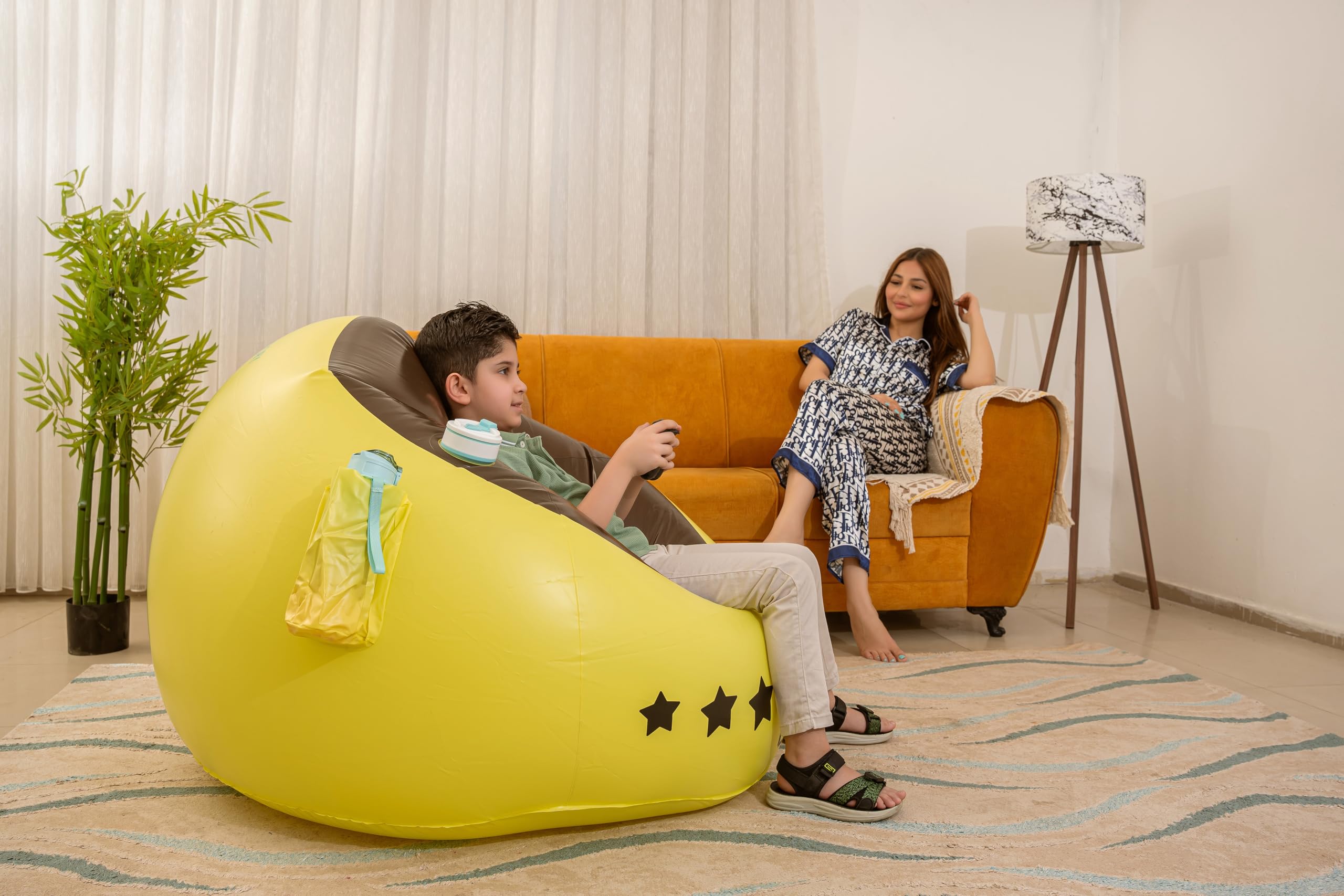 Inflatable Gaming Chair for Kids with Air Pump - 2-in-1 Bean Bag Chair for Boys & Girls Ages 8-12 - Portable Video Game Chair for Bedroom, Living Room & Outdoor Play