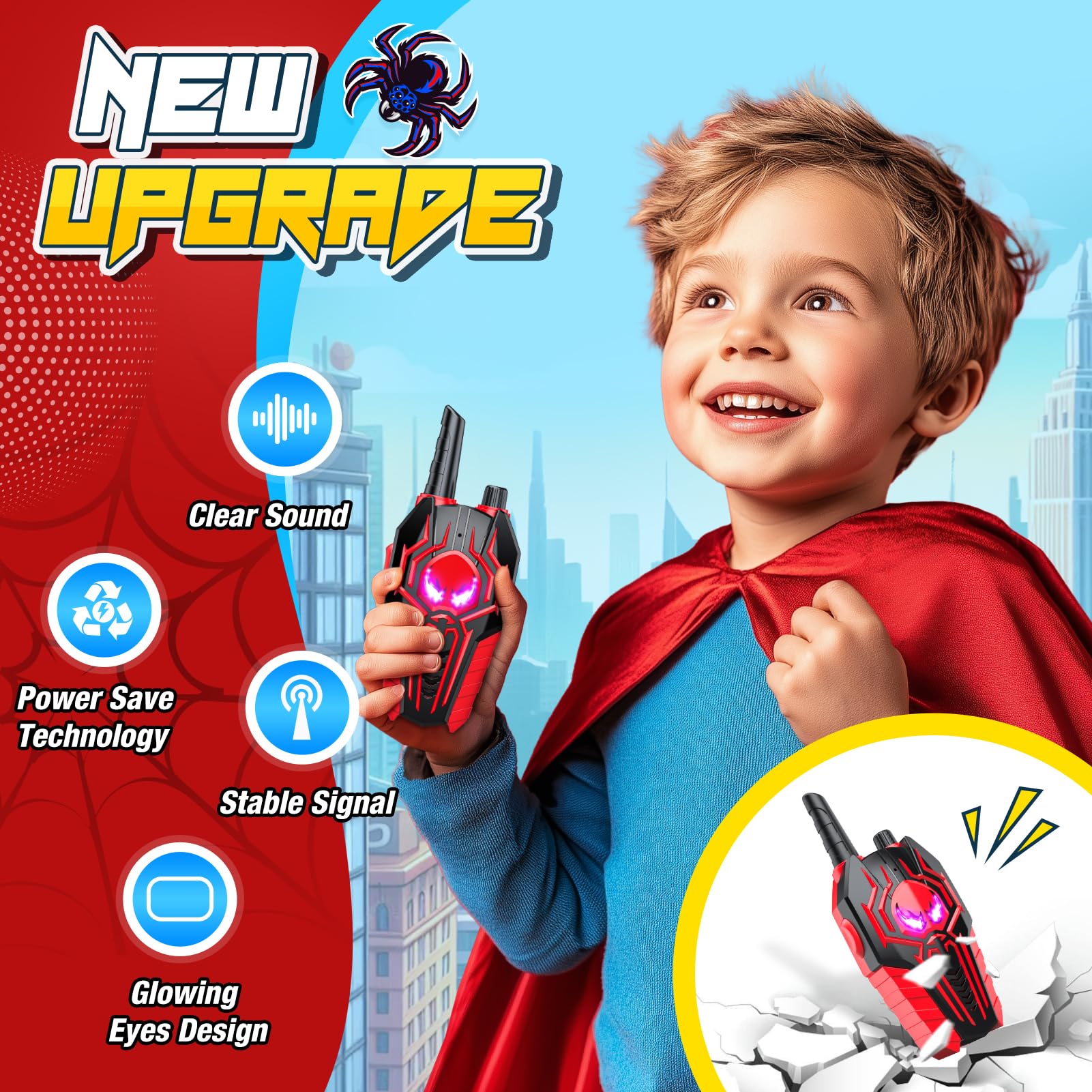 Rechargeable Kids Walkie Talkies 3 Pack - Best Gifts for Boys & Girls Ages 3-8 - Long Range 2 Way Radios for Family Camping, Hiking & Outdoor Adventures - Perfect for Christmas, Birthday & Playtime
