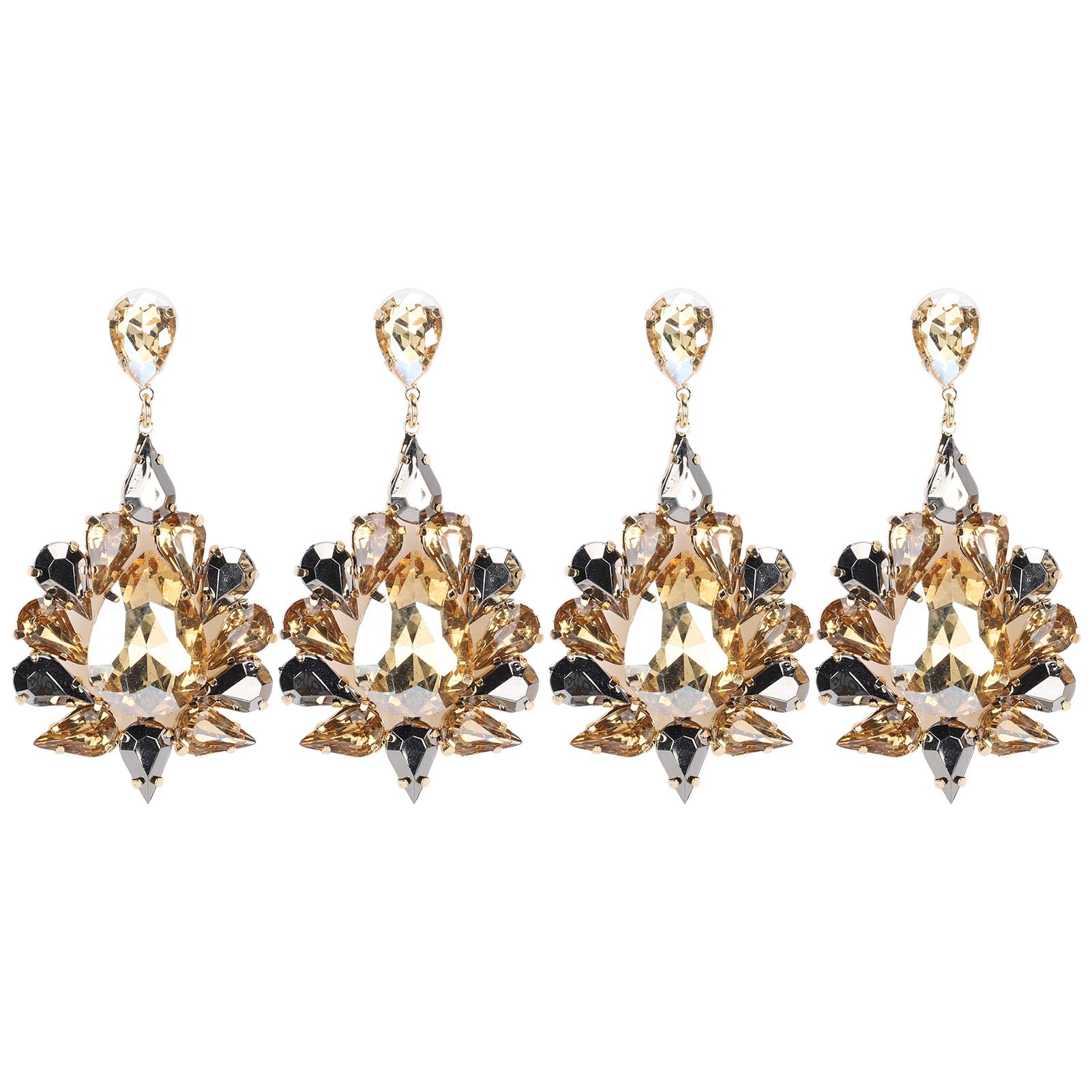 Binyalir Geometric Drop Earrings for Women - Retro Style Unique Dangle Earrings (2 Pairs, Champagne Gold) - Perfect for Parties, Weddings & Special Occasions