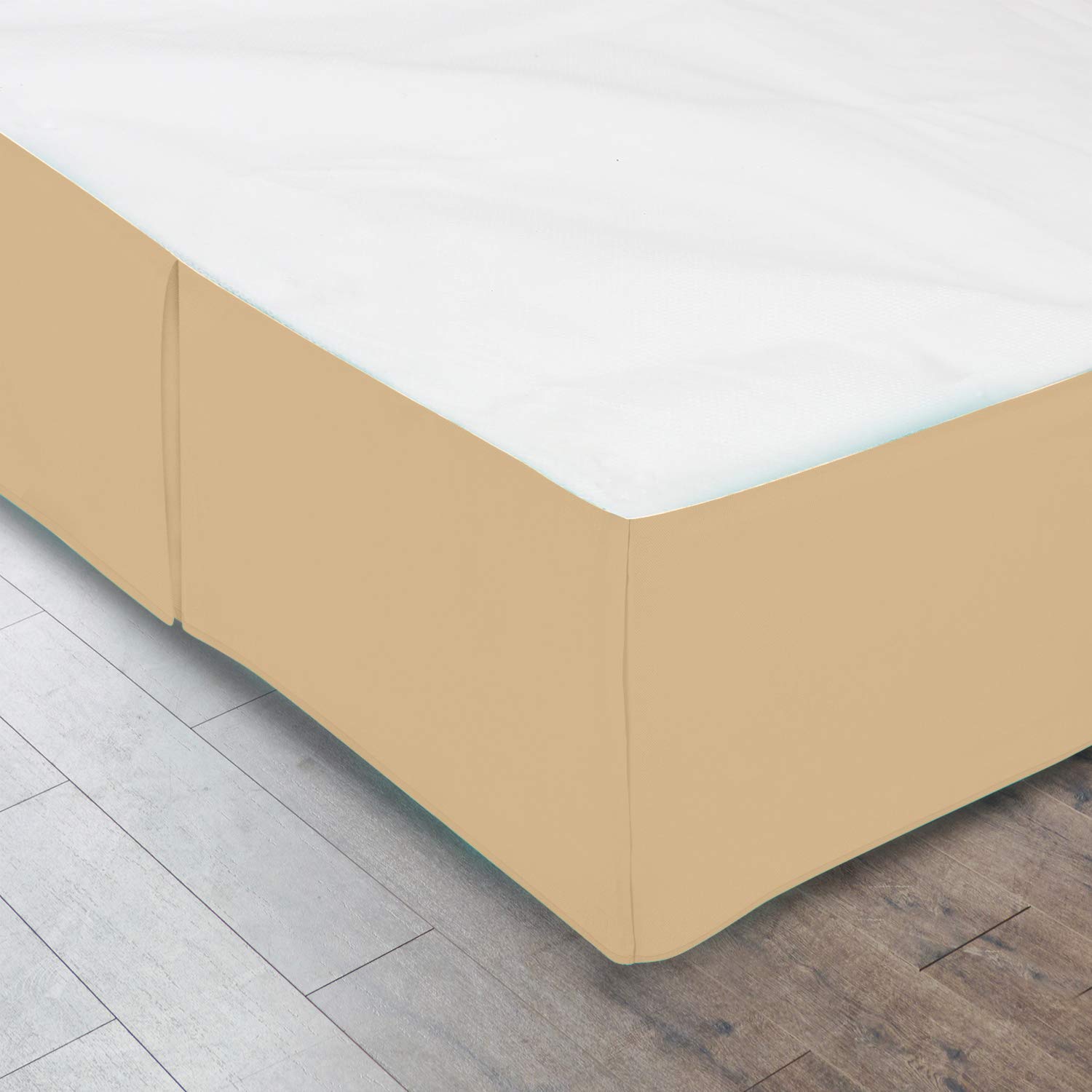 600 Thread Count Pure Cotton Pleated Bed Skirt - Twin XL Size Split Corner Box Pleated Design with 18 Inch Drop - Luxury Gold Bed Skirt for Hotel, Guest Room & Master Bedroom Decor