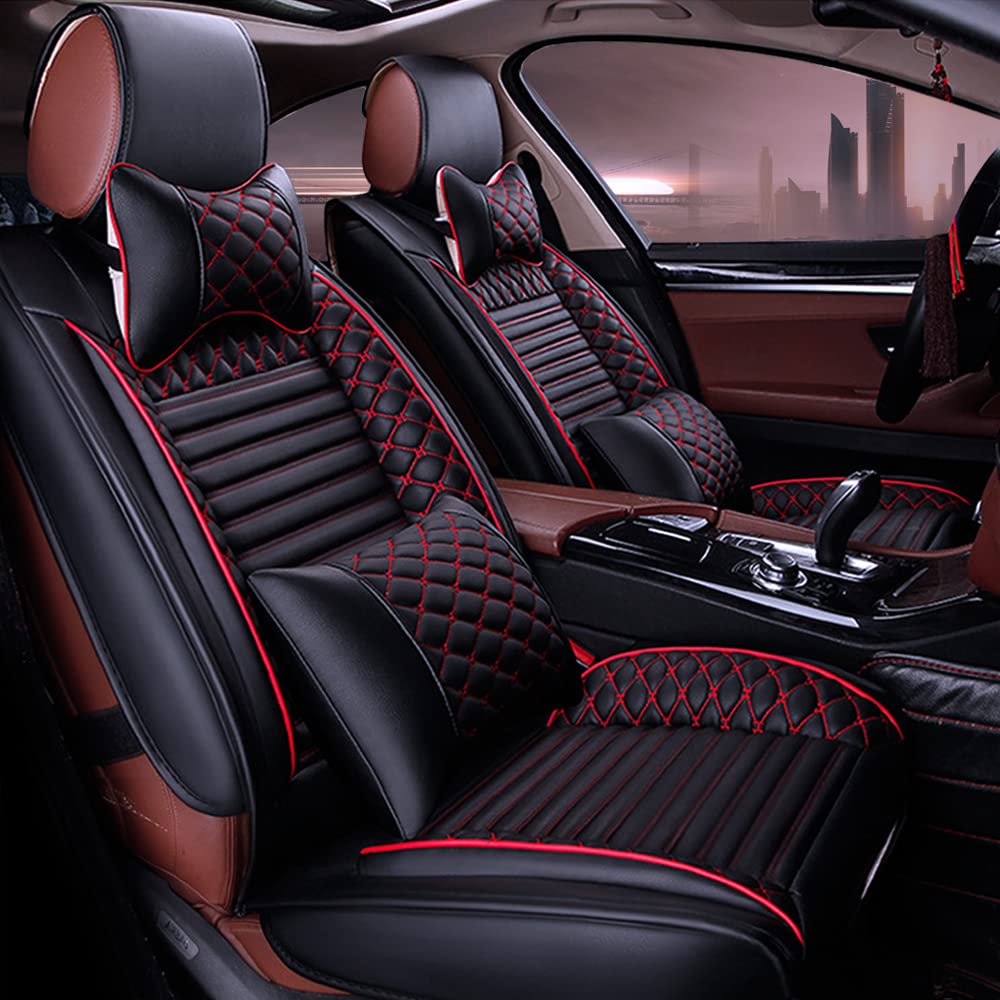 Toyota Avalon Leatherette Car Seat Covers - Airbag Compatible Front Seat Protectors (2Pcs, Black & Red) for Enhanced Comfort and Style in Daily Commutes and Road Trips