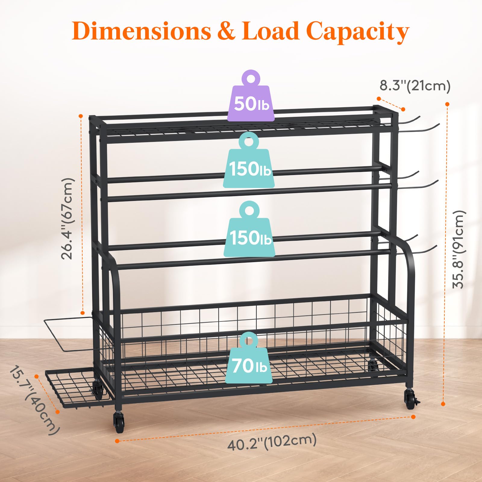 Lifewit Heavy Duty Adjustable Weight Rack for Home Gym - Dumbbell & Kettlebell Storage Organizer with Wheels, Yoga Mat Holder - Perfect for Strength Training, CrossFit, and Home Workout Space Organization
