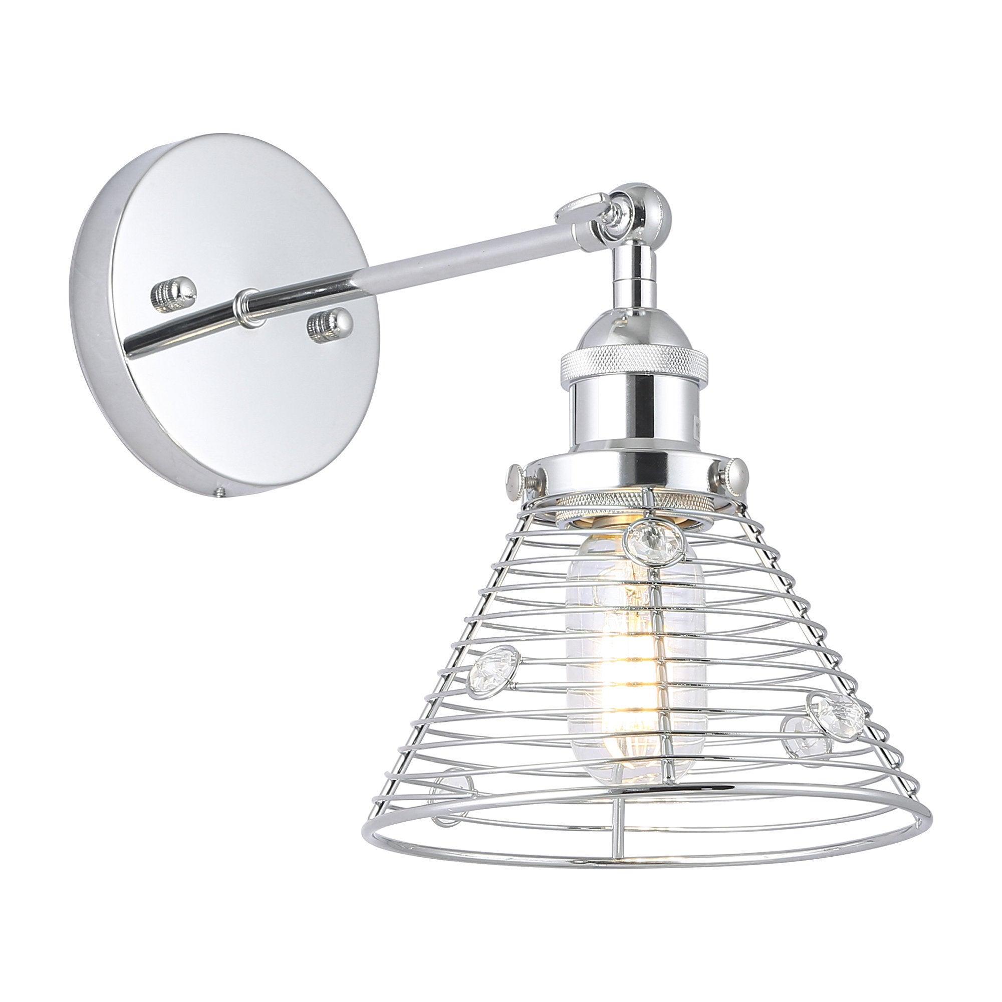Modern Silver Wall Sconce Light - Single Bulb Fixture for Bedroom, Living Room, or Hallway Lighting