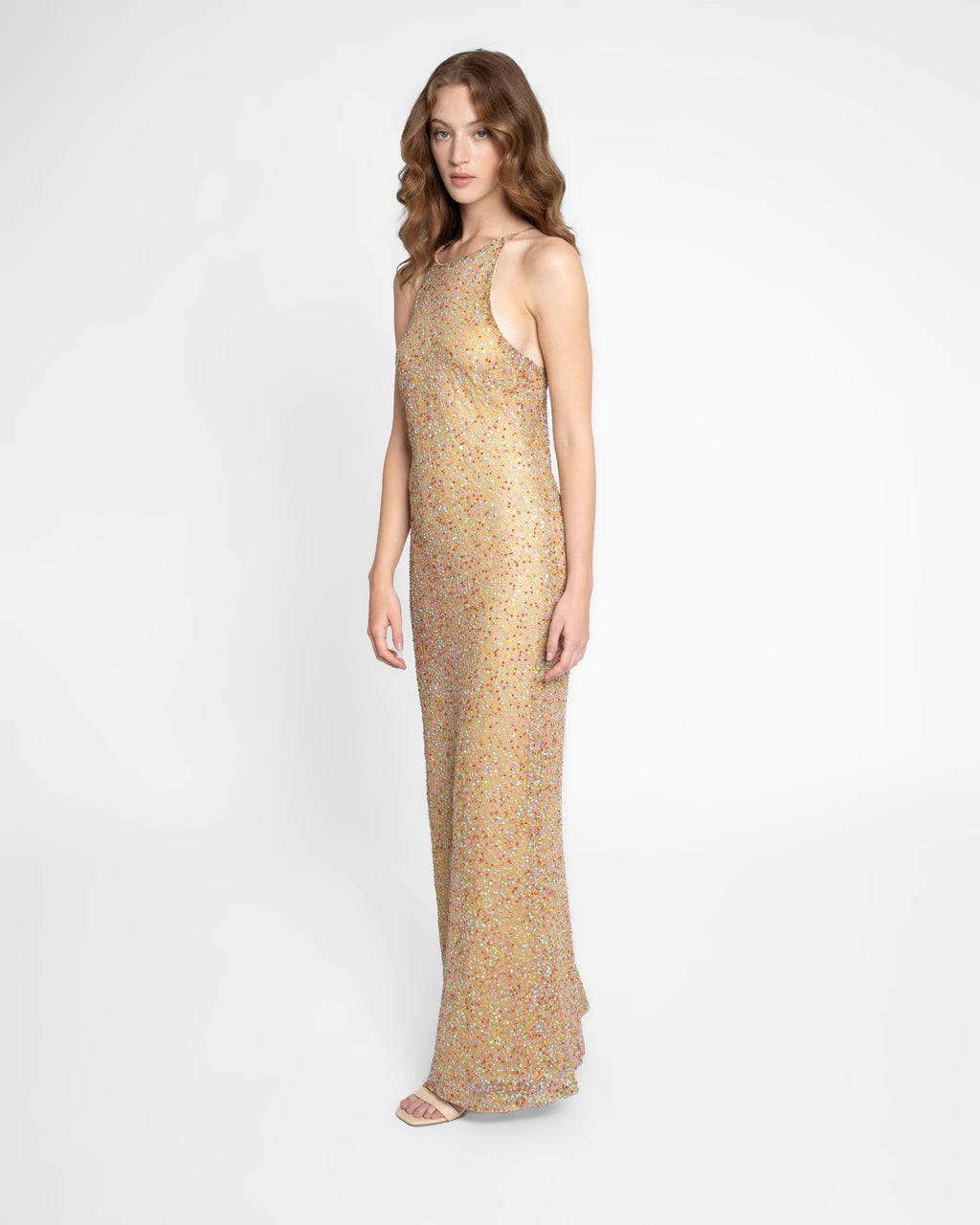 Sparkly Embellished Sequin Evening Gown for Women - Multicolor Glamorous Dress for Prom, Party & Special Occasions