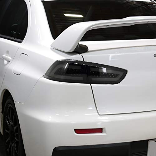 Smoke Lens Gloss Black Housing LED Tail Lights for Mitsubishi Lancer 2008-2017 & Lancer Evolution 2008-2015 - Neon Light Bar, Durable Bezel - Upgrade Your Car's Rear Lighting for Night Driving & Custom Style