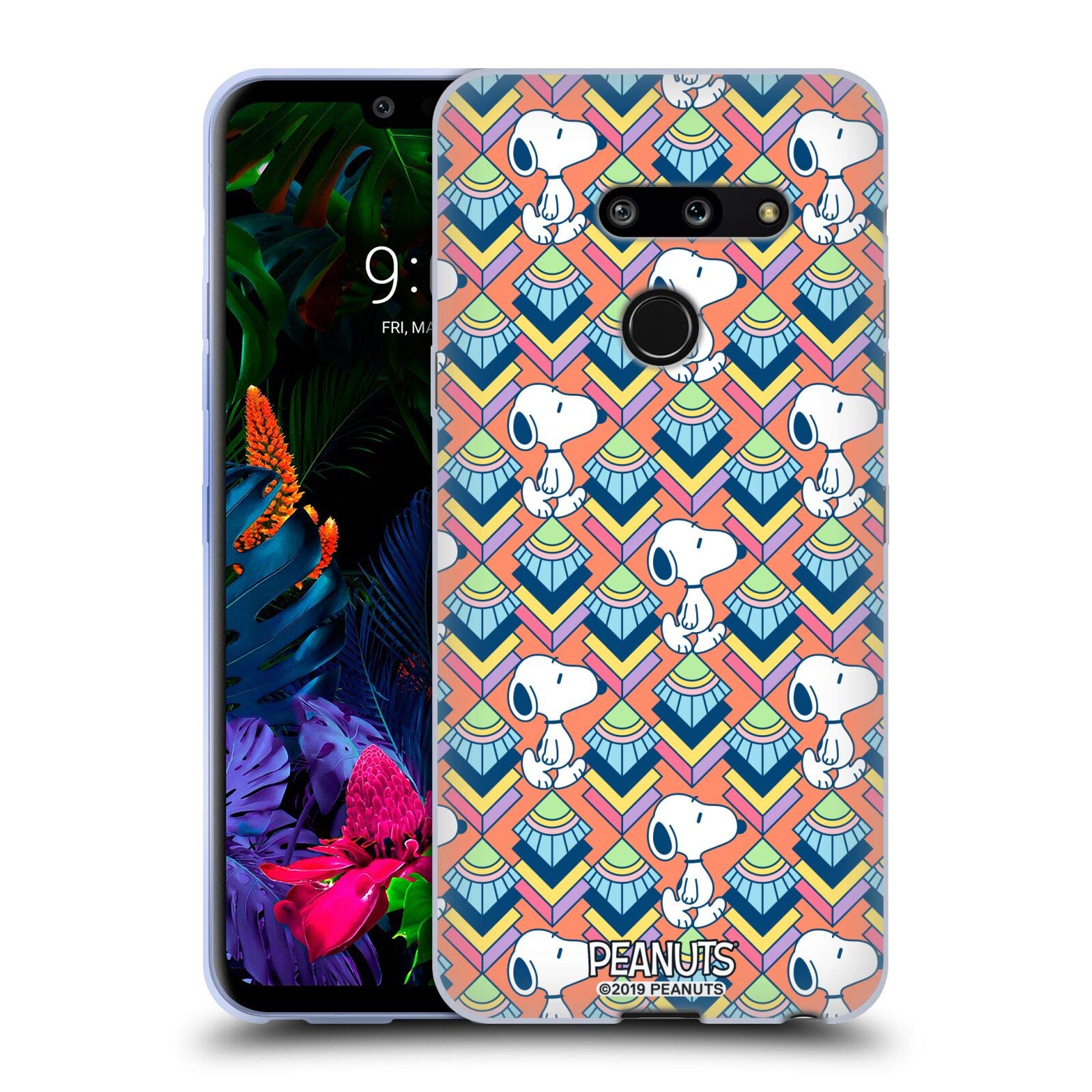 LG G8 ThinQ Snoopy Deco Dreams Soft Gel Case - Officially Licensed Peanuts Orange Pattern by Head Case Designs, Perfect for Everyday Use and Gift Giving