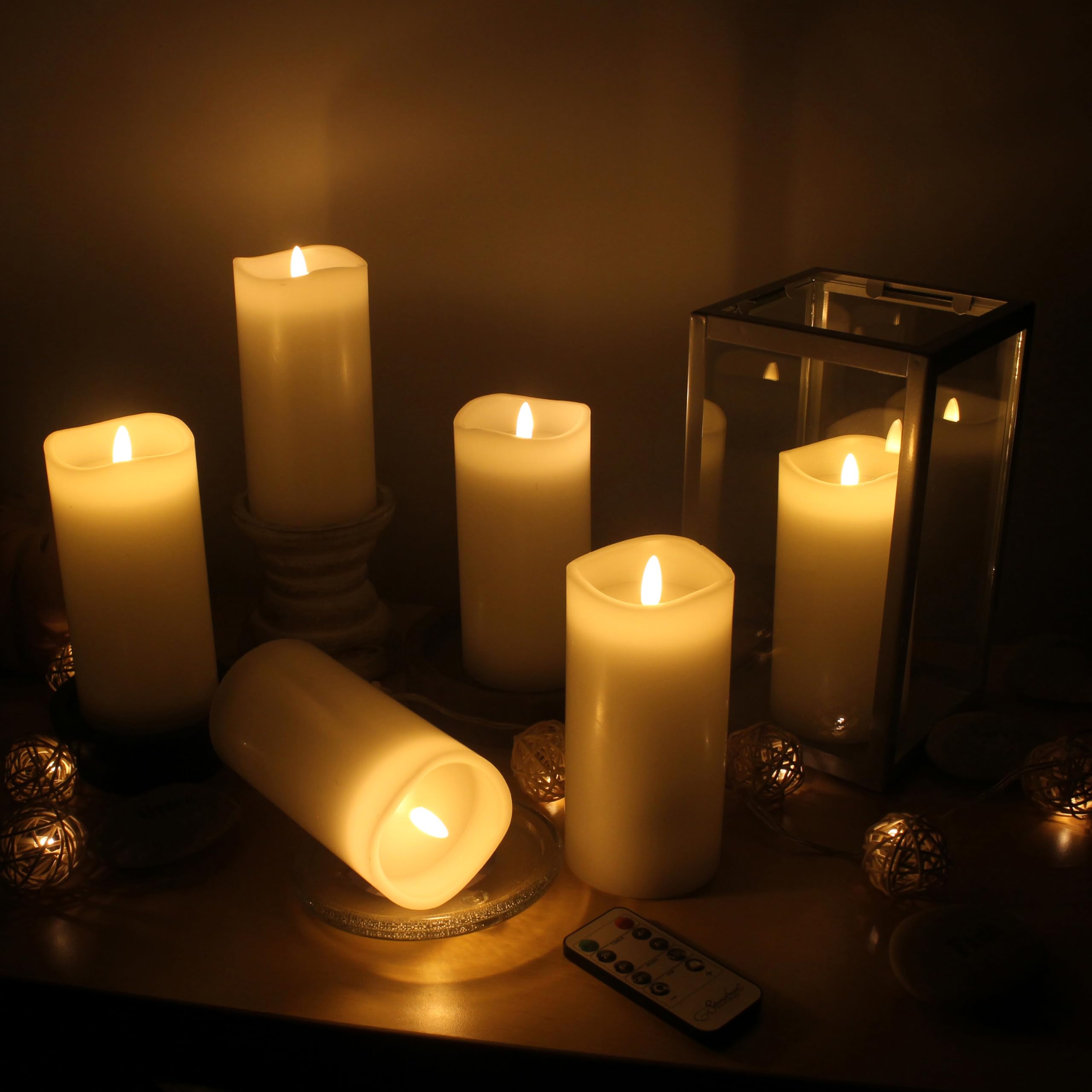 Stonebriar 6-Pack White Real Wax Flameless LED Pillar Candles - 3x6 Inches with Remote Control & Timer - Perfect for Home Decor, Weddings, and Romantic Dinners