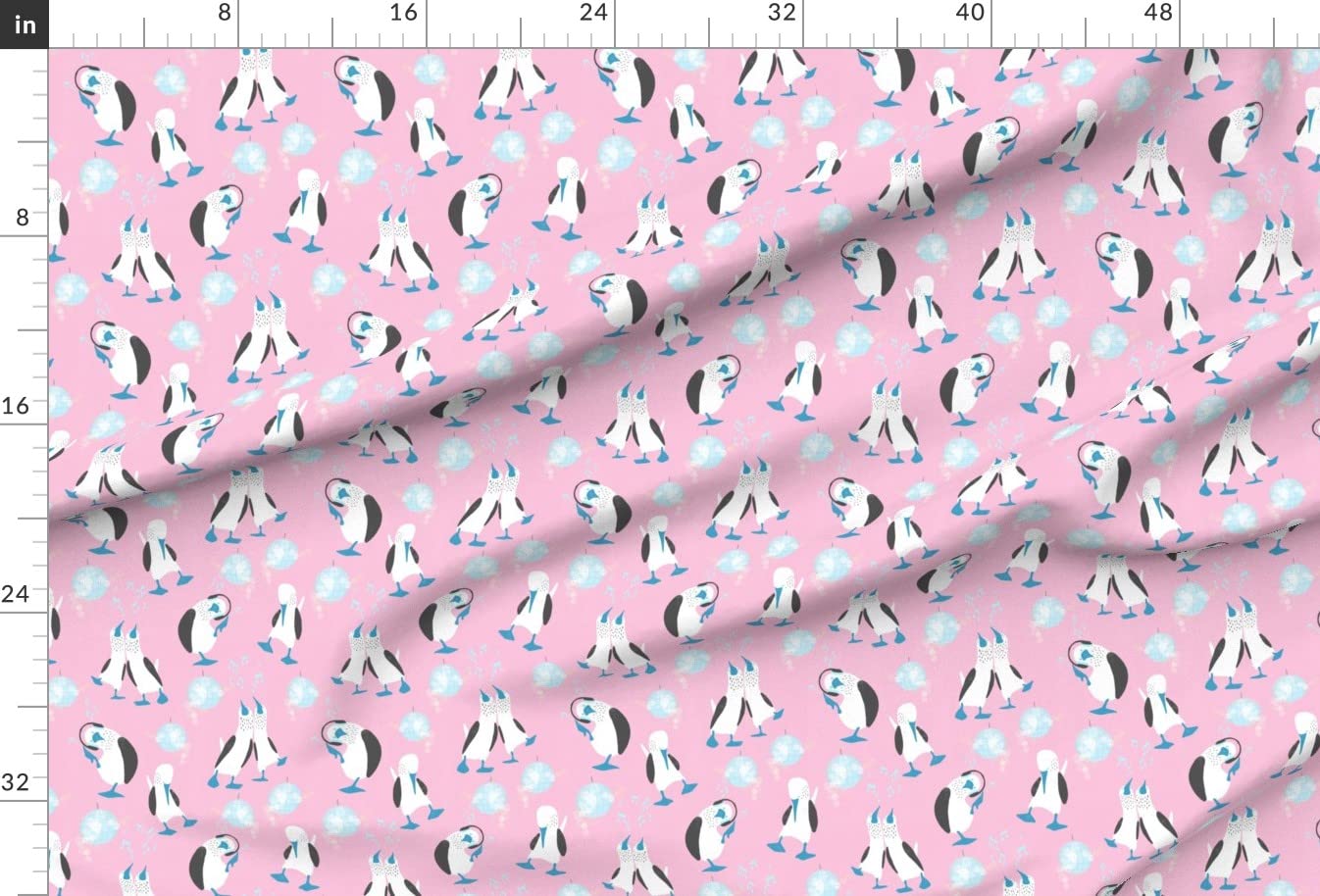 Blue Birds Dancing Music Disco Print Minky Fabric Fat Quarter - Soft Plush Fabric for Sewing Baby Blankets, Quilts & Hip Hop Dance Costumes - Perfect for DIY Crafts & Home Decor