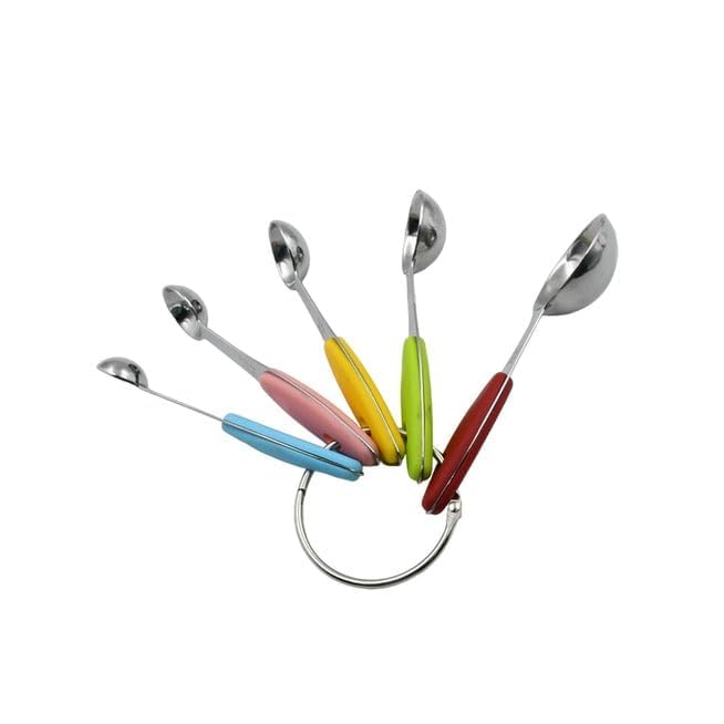 ATEVON Premium Stainless Steel Measuring Spoons & Cups Set - 5-Piece Stackable Kitchen Tools with Ergonomic Silicone Handles for Precise Baking, Cooking & Meal Prep | Ideal for Home Bakers, Chefs & Cooking Enthusiasts