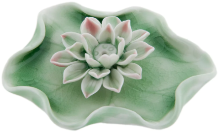 Celadon Lotus Incense Holder - Handmade Ceramic Aromatherapy Burner for Meditation, Yoga & Home Decor | Perfect for Zen Spaces, Relaxation & Gift Giving
