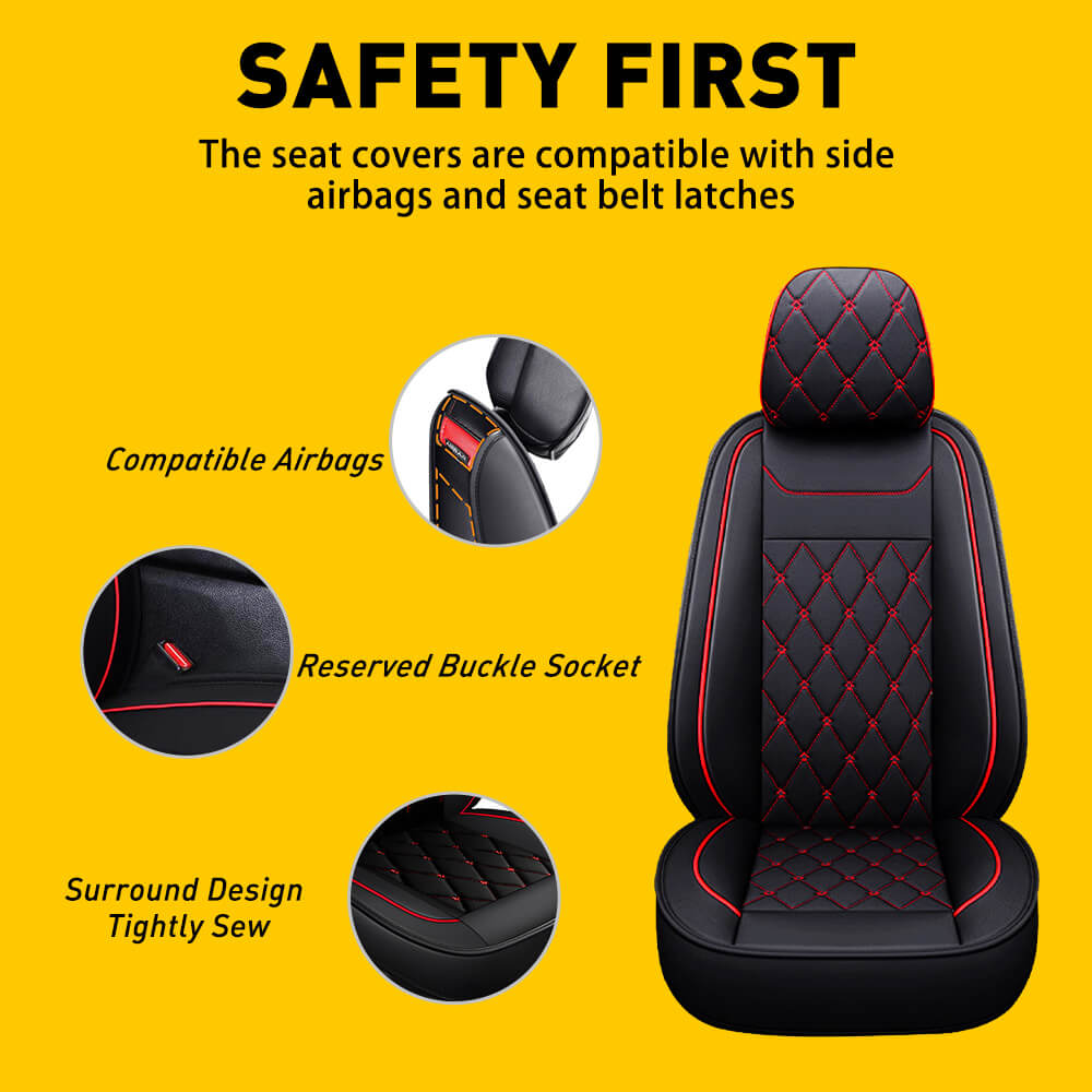 Premium Full Set Leather Car Seat Cover (5-Piece) for 2007-2022 Chevy Silverado & GMC Sierra 1500/2500HD/3500HD - Durable Protection & Luxury Upgrade for Trucks, SUVs, and Off-Road Vehicles