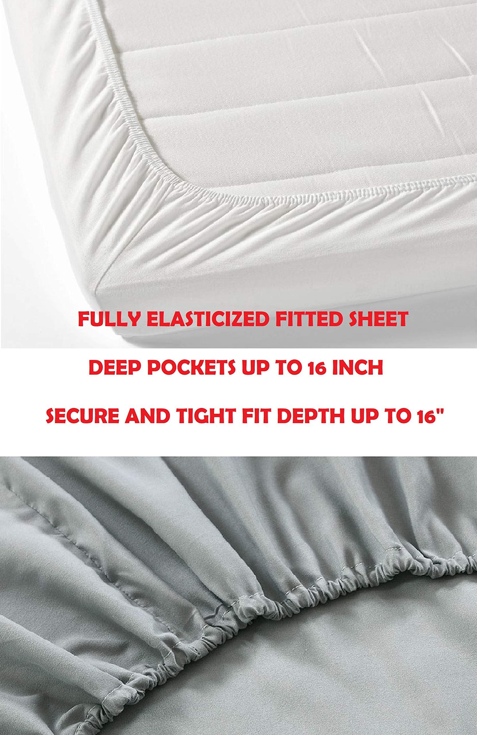 Luxury 1500 Thread Count 4-Piece Bed Sheet Set - Wrinkle, Fade & Stain Resistant, Deep Pocket Fits Twin/Twin XL Mattress, Premium Soft White Cotton Sheets for Ultimate Comfort - Perfect for Guest Rooms, Dorms & Cozy Bedrooms