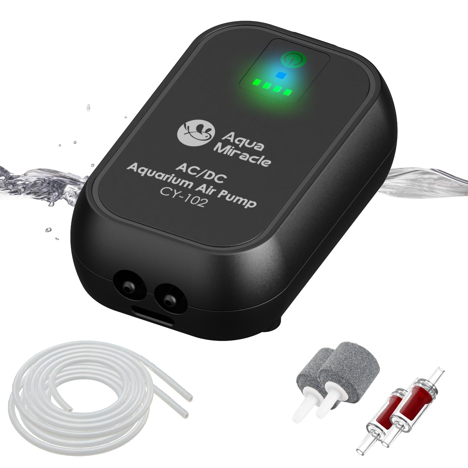 AquaMiracle USB Rechargeable Aquarium Air Pump - Portable Battery Powered Aerator for Fish Tank, Bait Bucket & Outdoor Fishing | Emergency Backup for Power Outages | Perfect for Home Aquariums, Camping & Travel