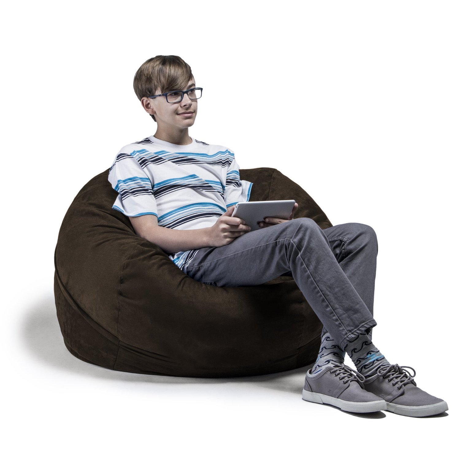 Jaxx Saxx 3 Foot Bean Bag Chair with Removable Cover - Chocolate Brown - Comfortable Lounge Chair for Kids, Teens & Adults - Perfect for Bedroom, Living Room, Dorm & Game Room Relaxation