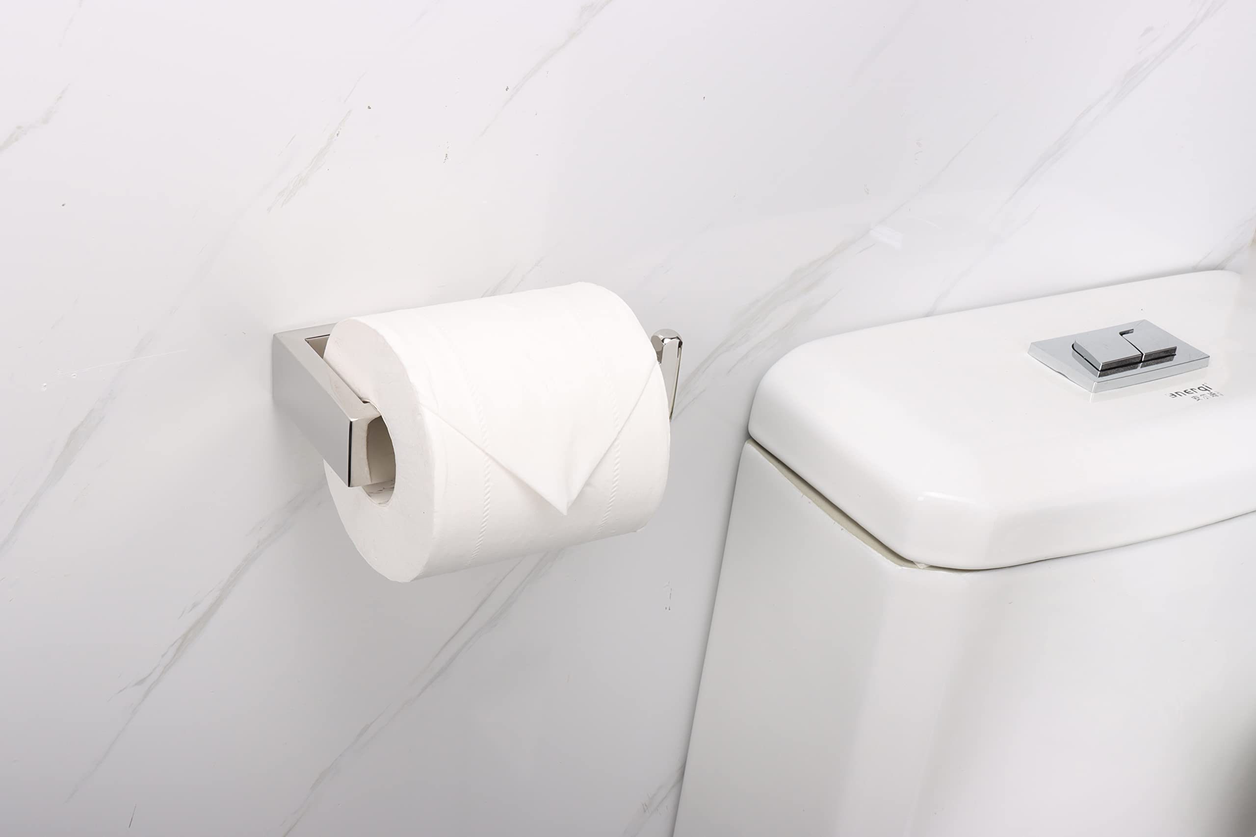TocTen Stainless Steel Toilet Paper Holder - Heavy Duty 304 Wall Mounted Bathroom Tissue Holder for Large Rolls, Chrome Finish (5.9 Inch) - Perfect for Home, Office & Kitchen Use