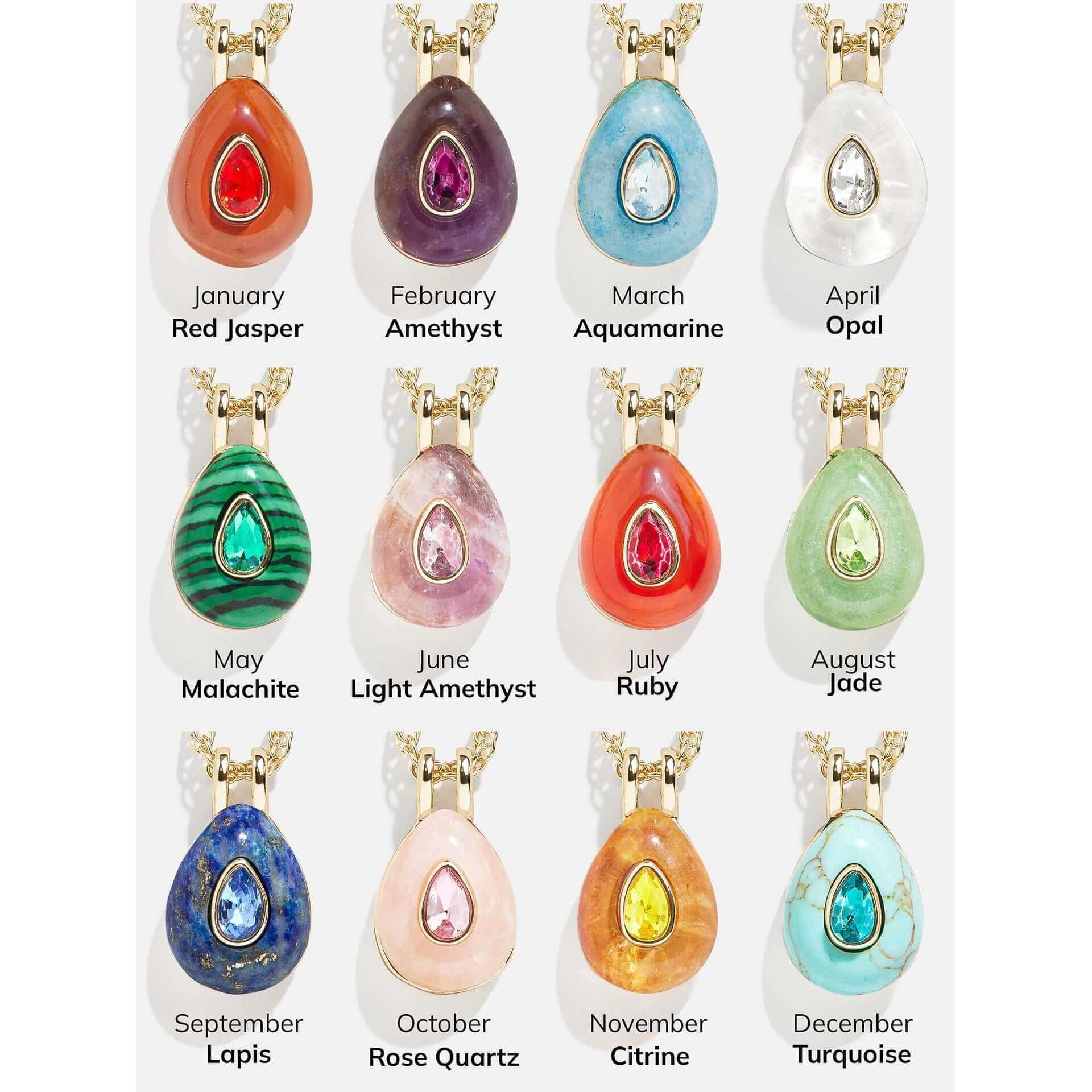 Teardrop Birthstone Pendant Necklace - Personalized Jewelry Gift for Women | JFN501 | Perfect for Birthdays, Anniversaries & Mother's Day
