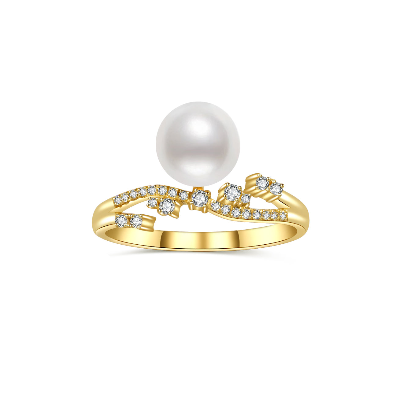 18K Gold Freshwater Pearl Ring KR00041 | Elegant Pearl Jewelry for Women - Perfect for Weddings, Anniversaries & Special Occasions