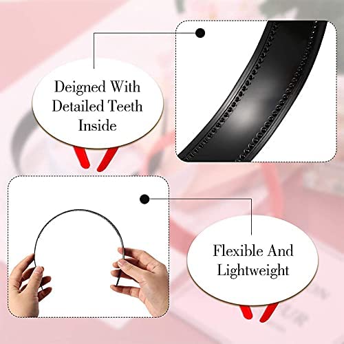 Glamifirsto 3-Pack 1 Inch Wide Plastic Headbands with Teeth - Non-Slip Hard Plastic Hairbands for Women & Girls - DIY Hair Accessories in Black, White, Red - Perfect for Crafting, Salon Styling & Everyday Wear