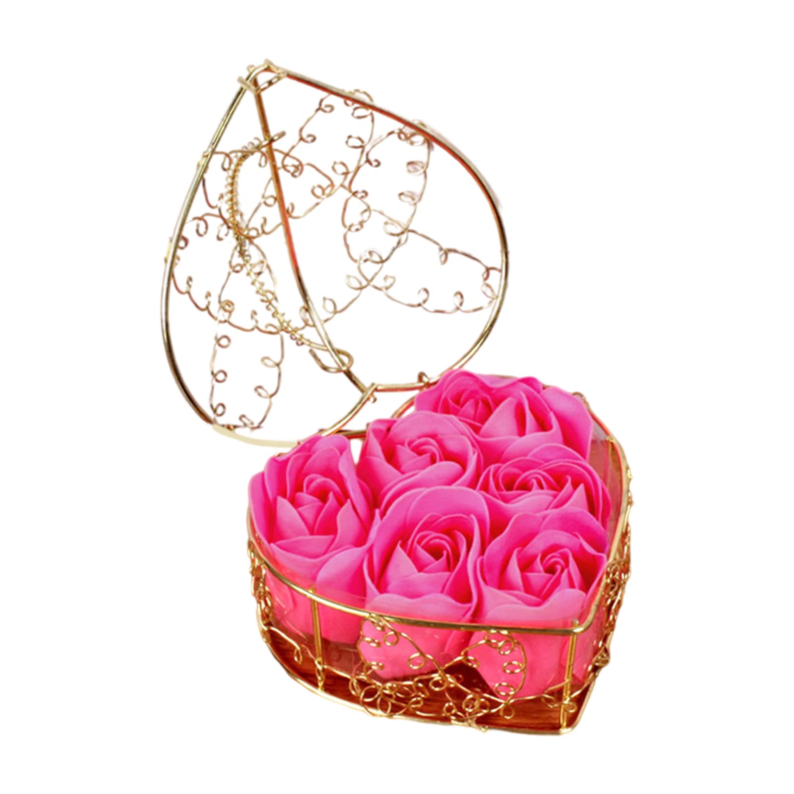 Meideli Artificial Flower Set - Realistic Looking Rose Red Wrought Iron Eternal Soap Roses with Exquisite Iron Box | Home Decor for Living Room, Bedroom, Wedding Centerpiece & Gift
