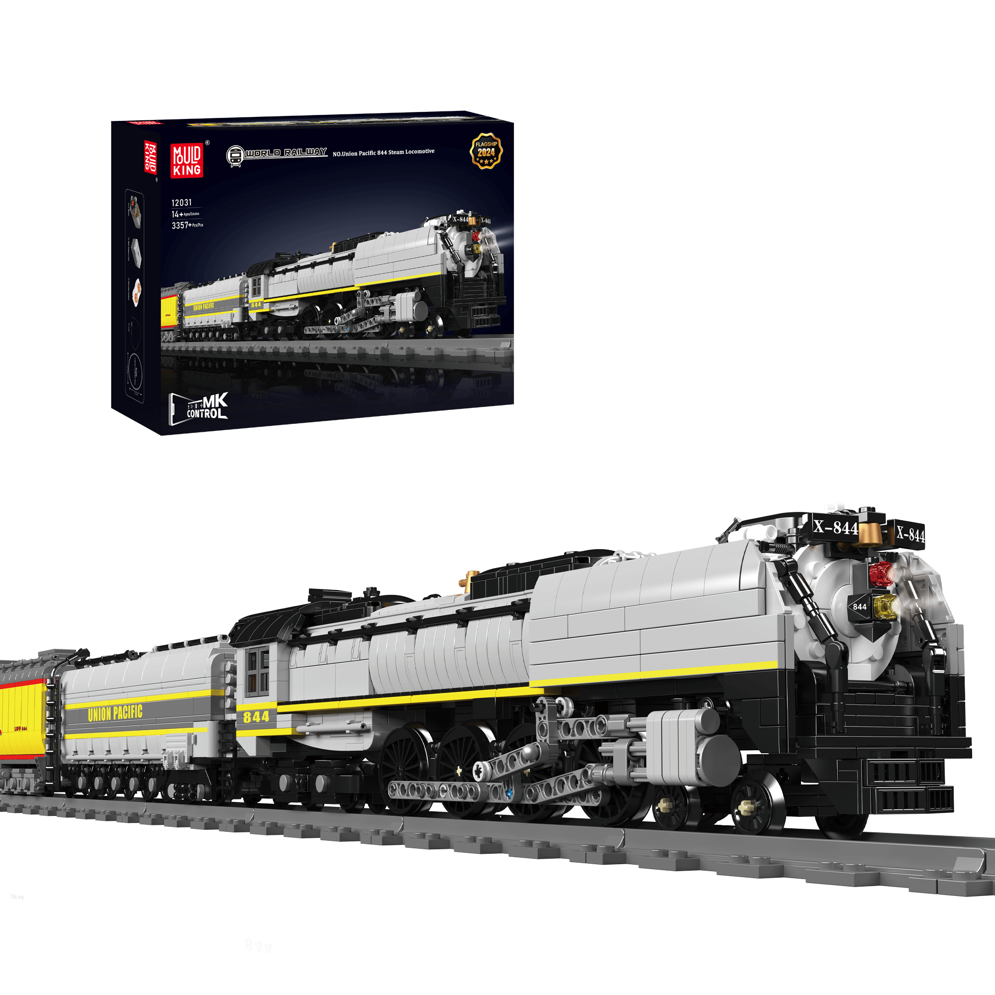 Mould King 12031 Union Pacific 844 Steam Locomotive Building Set - 3,357 Pieces Model Train Kit for Adults & Collectors | Perfect for Home Decoration, Railroad Displays & DIY Projects