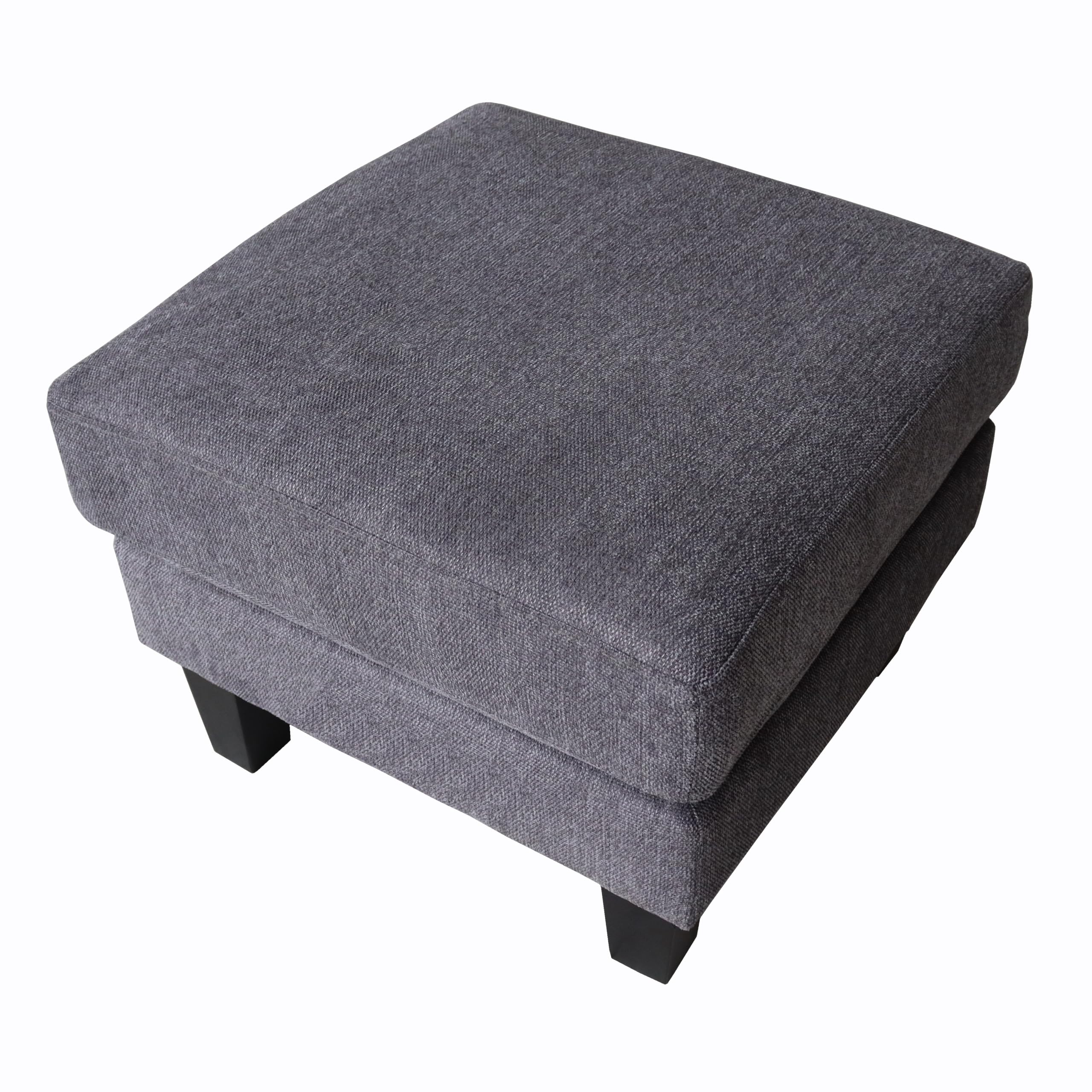 Dark Grey Ottoman Footstool with Soft Fabric Upholstery - 23 Inch Round Storage Pouf for Living Room, Bedroom & Home Decor