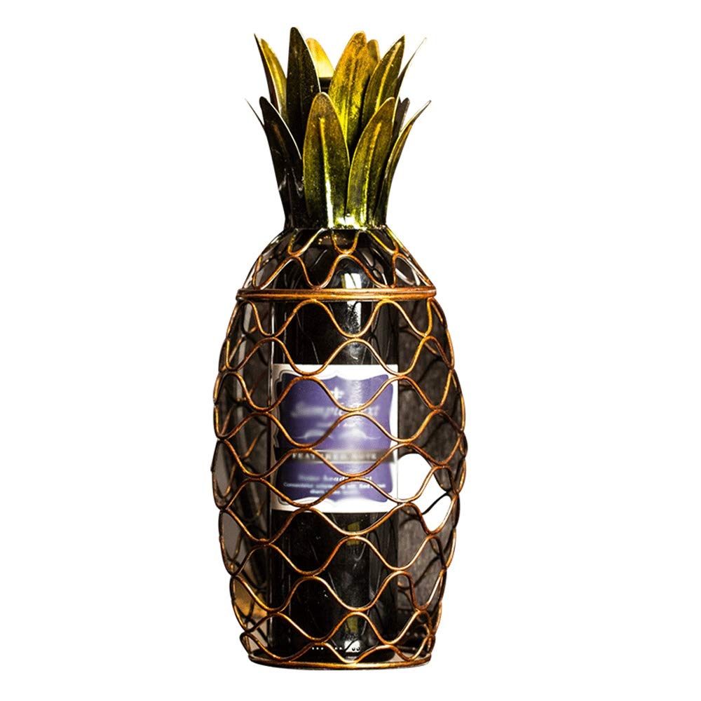 Vintage Metal Pineapple Wine Bottle Holder - Free Standing Countertop Wine Rack Shelf for Wine Cabinet, Bar, Kitchen, Living Room & Home Decor | Perfect for Parties, Weddings & Tropical Themed Decorations