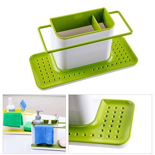 3-in-1 Kitchen Sink Organizer Rack for Dish Soap & Sponge - Bathroom & Kitchen Use