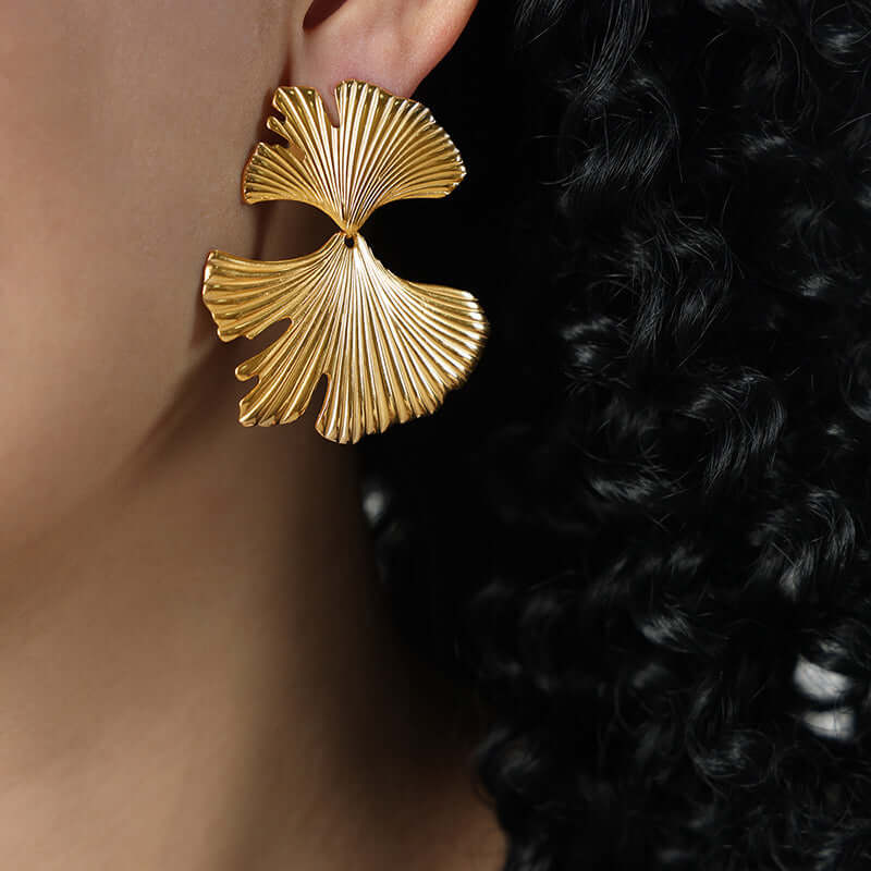 Ginkgo Leaf Vine Stud Earrings in Gold and Silver | Elegant Botanical Jewelry for Women | Perfect for Everyday Wear, Office, and Special Occasions