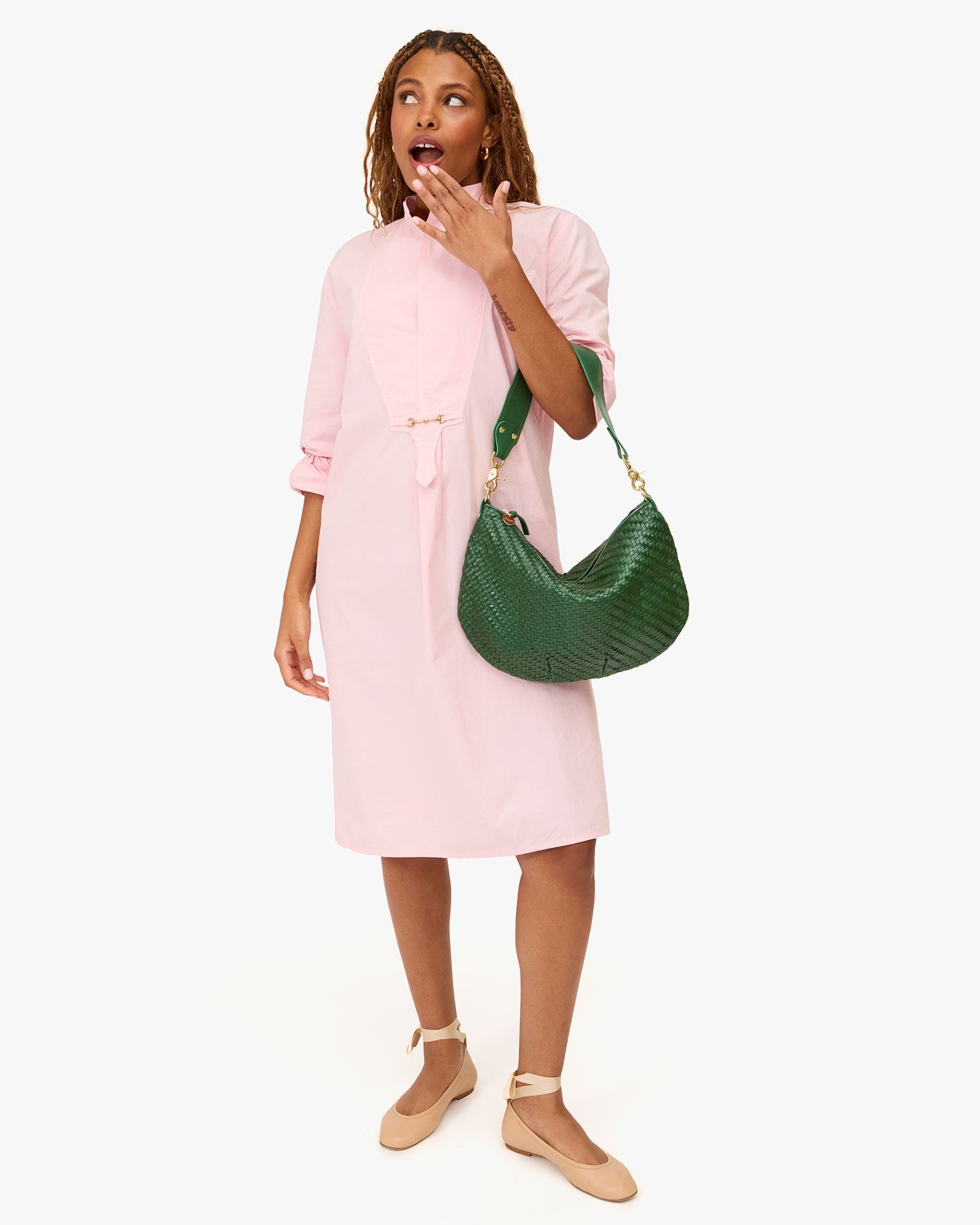 Moyen Messenger Bag - Evergreen Woven Crossbody Purse with Zig Zag Pattern - Perfect for Work, Travel & Everyday Use