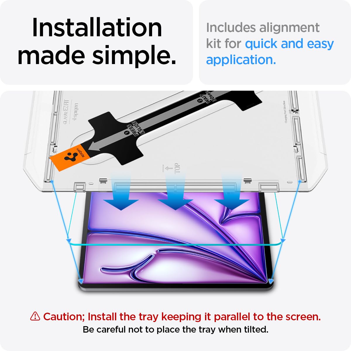 Spigen Tempered Glass Screen Protector for iPad Air 13 inch (2024/2025 M2/M3) - 9H Hardness, Case-Friendly, EZ Fit Installation | Perfect for Work, Study & Entertainment Protection