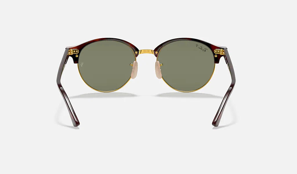 Ray Ban CLUBROUND RB4246 Sunglasses 51mm Tortoise Frame with Gray Green Lenses - Classic Round Eyewear for Men & Women, Perfect for Driving, Outdoor Activities & Fashion Statement