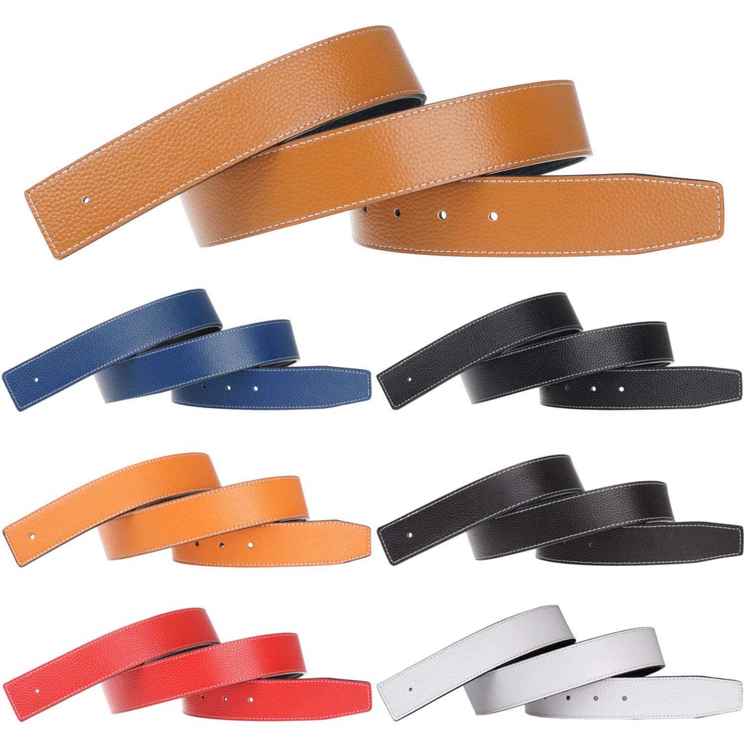 Premium 7-Pack Full Grain Leather Belt Straps - 38mm Wide, No Buckle, Durable Replacement Belts for Men & Women | Ideal for Casual, Business & Formal Wear
