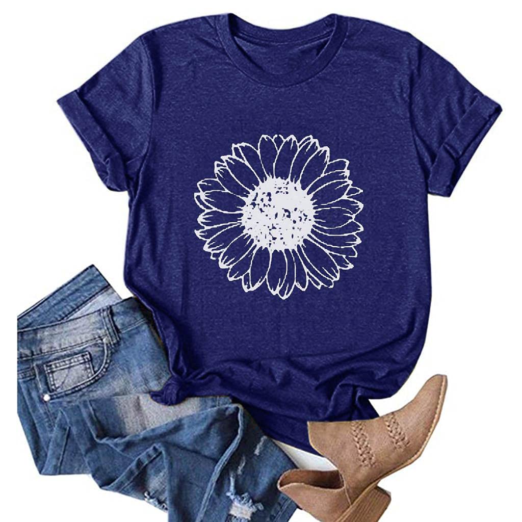 Women's Casual T-Shirts - Loose Fit Graphic Tees with Cute Funny Letter Print, Short Sleeve Blouses for Everyday Wear | Perfect for Summer Outfits, Weekend Errands & Casual Dates