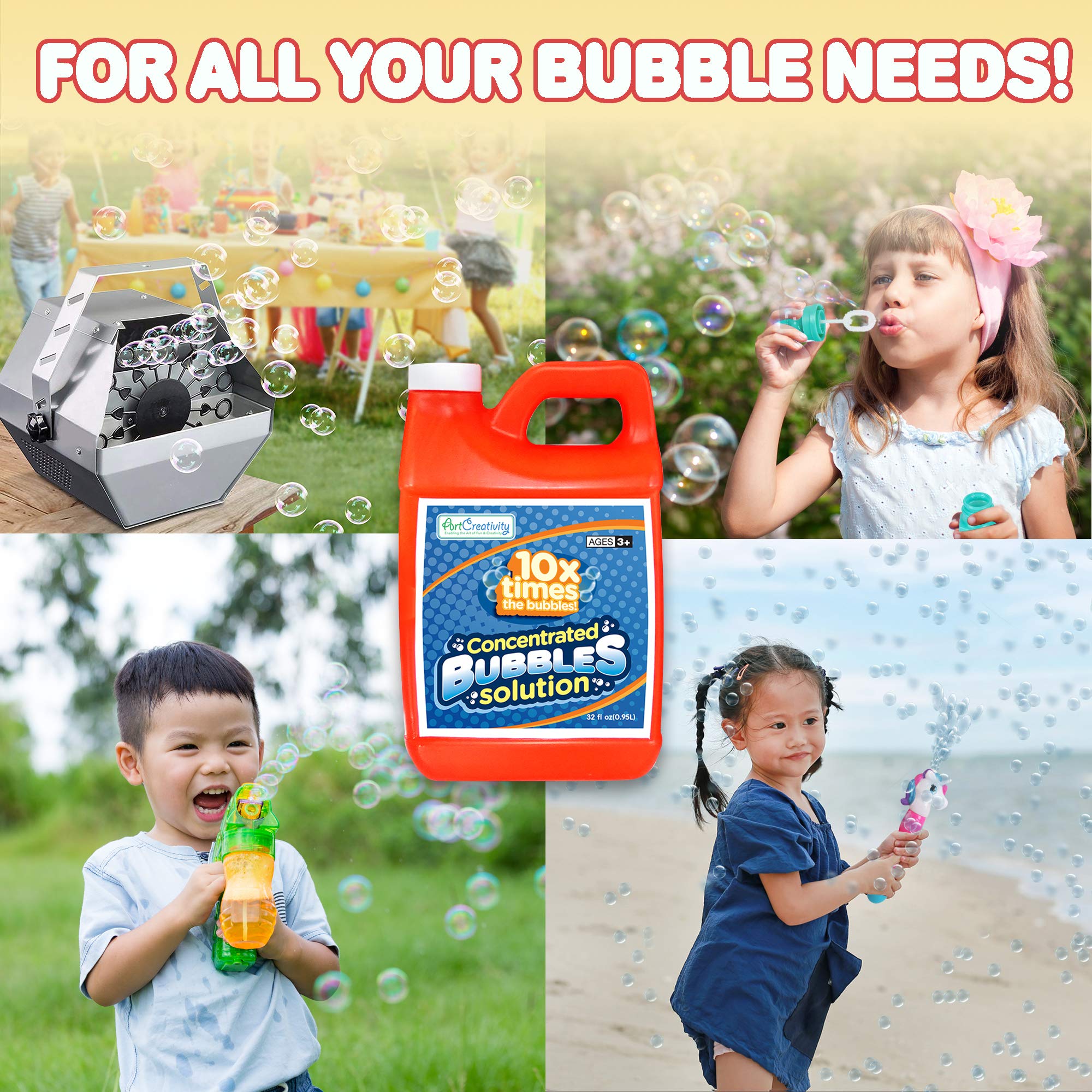 **ArtCreativity 32oz Bubble Concentrate Solution - Makes 2.5 Gallons of Bubble Liquid for Bubble Machines, Kids' Parties & Outdoor Fun - Easy-to-Use Refill for Bubble Blowers & Wands**