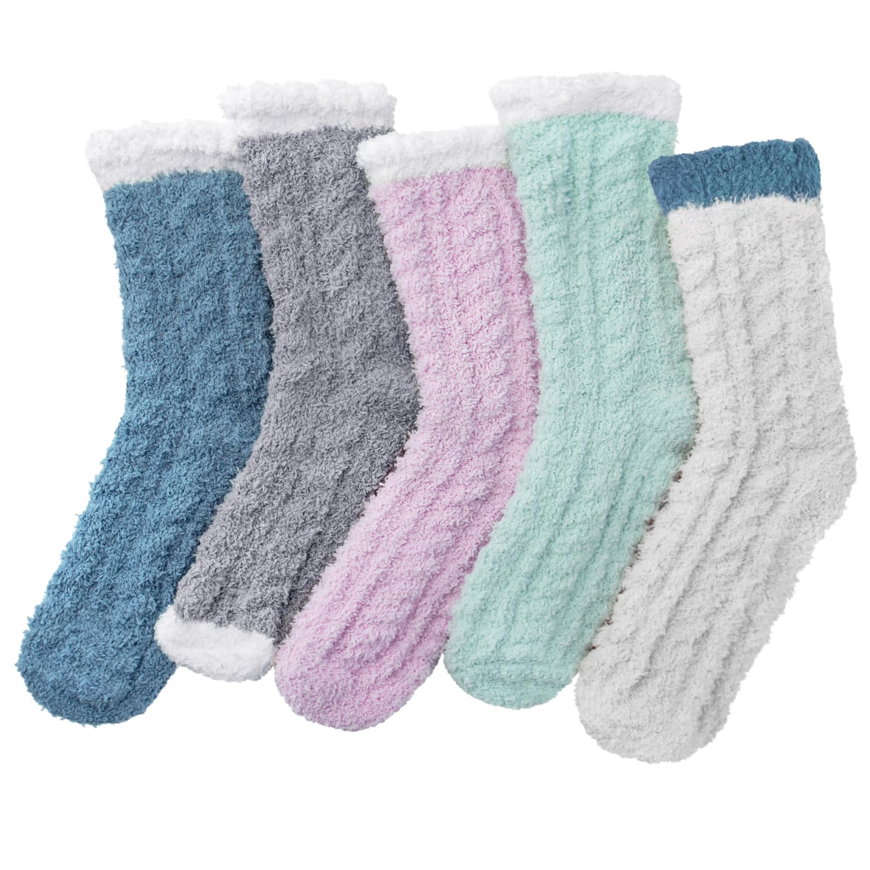 iCamter 5 Pairs Women's Fluffy Fuzzy Warm Winter Slipper Socks - Soft Cozy Non-Slip Socks for Women - Perfect Gift for Christmas, Home, Office & Lounge Wear