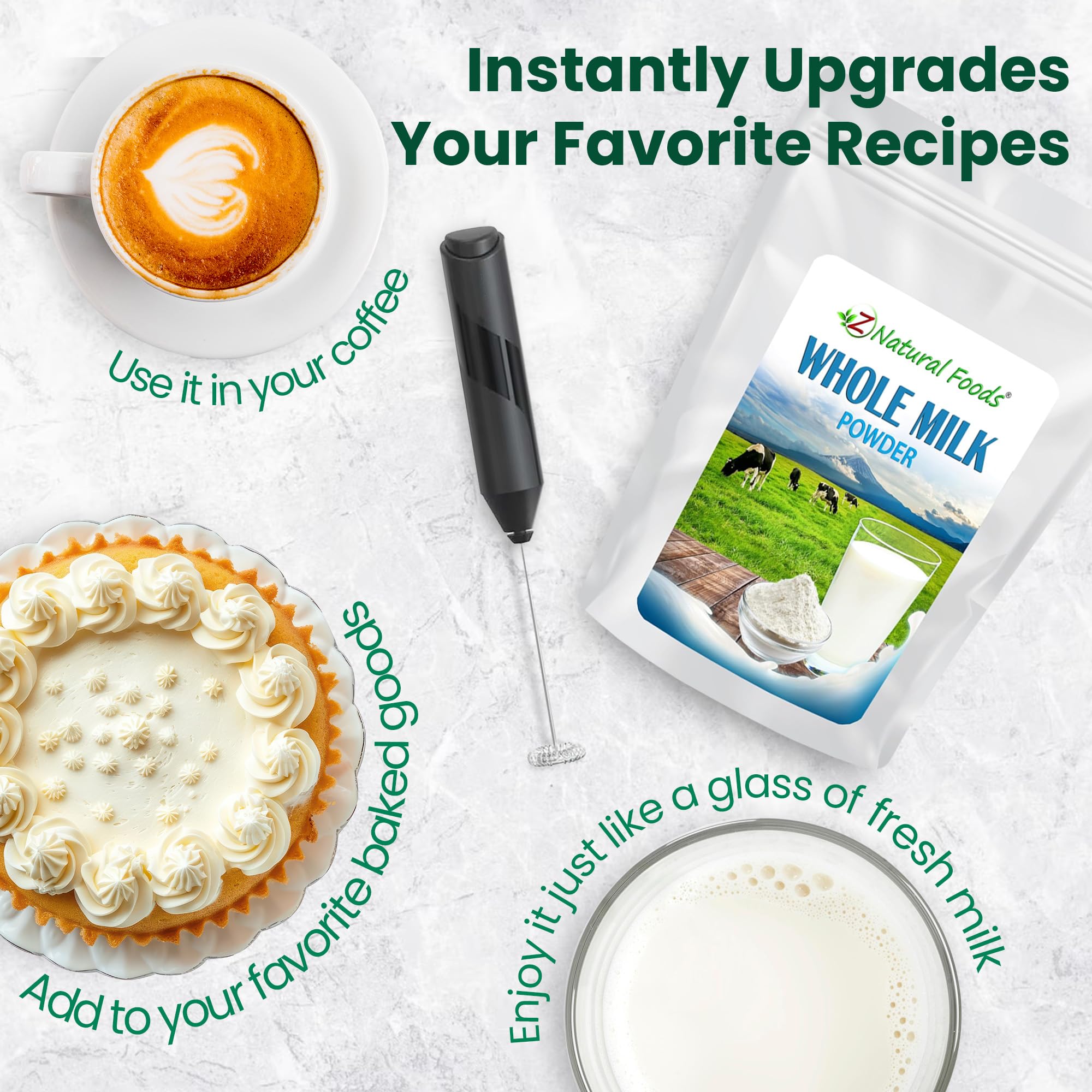Premium Whole Milk Powder by Z Natural Foods - Non-GMO, Gluten-Free, Kosher-Certified Dry Milk for Baking, Cooking & Beverages - 55 lbs Bulk Powdered Milk for Restaurants, Cafes & Home Use