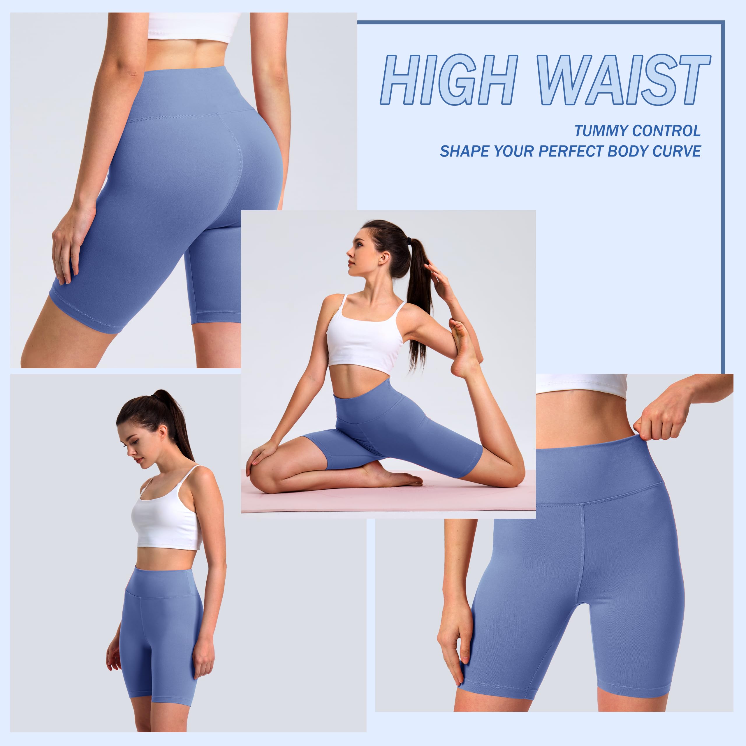 VALANDY Women's High Waisted Biker Shorts - 8