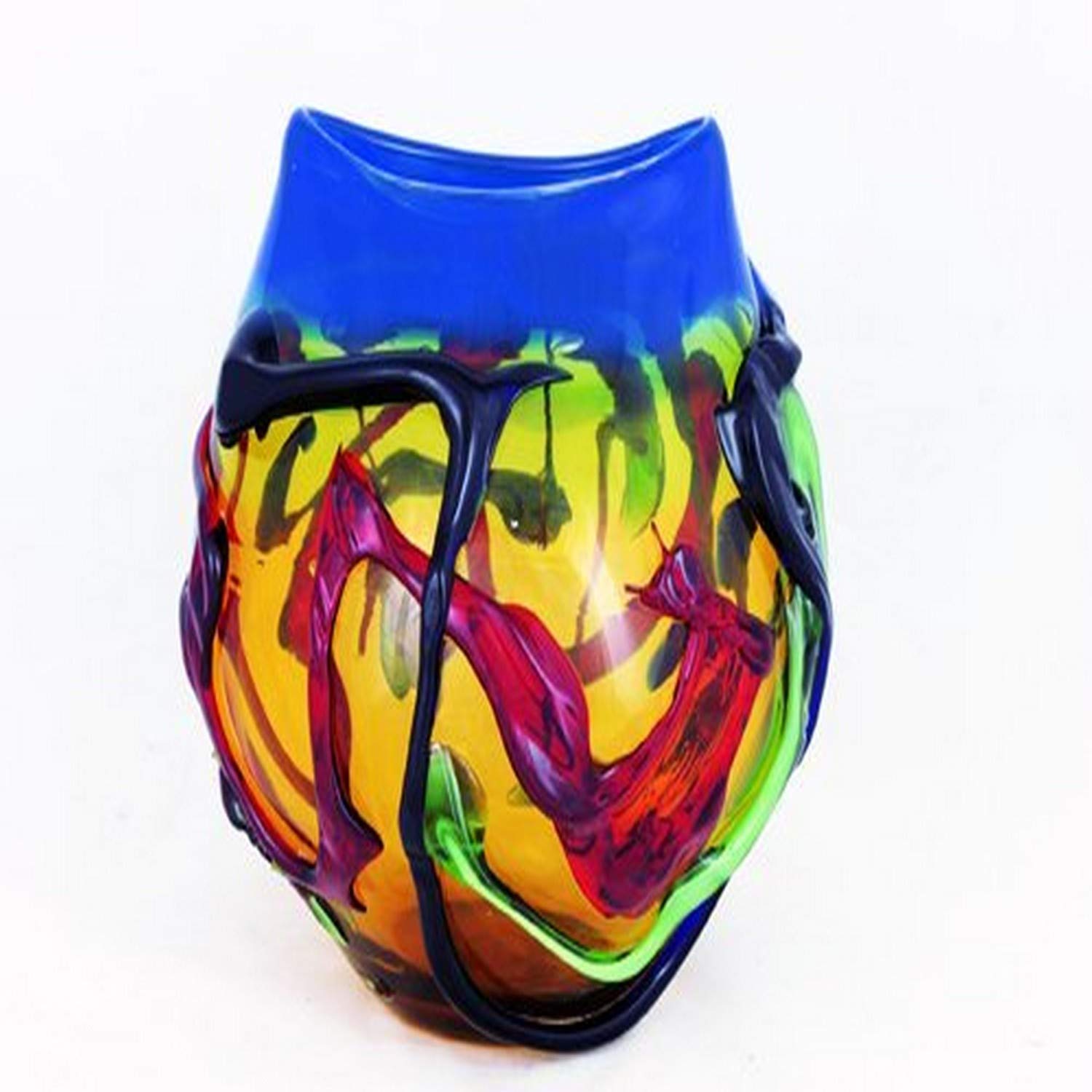 Handmade Eclectic Art Glass Vase - 11.5