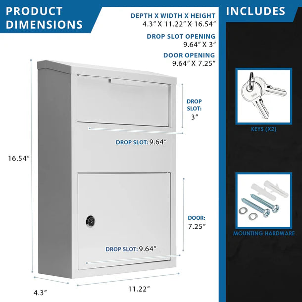 Barska CB13956 Large Locking Wall Mount Drop Box - Secure Storage for Valuables - Perfect for Home, Office, and Outdoor Use