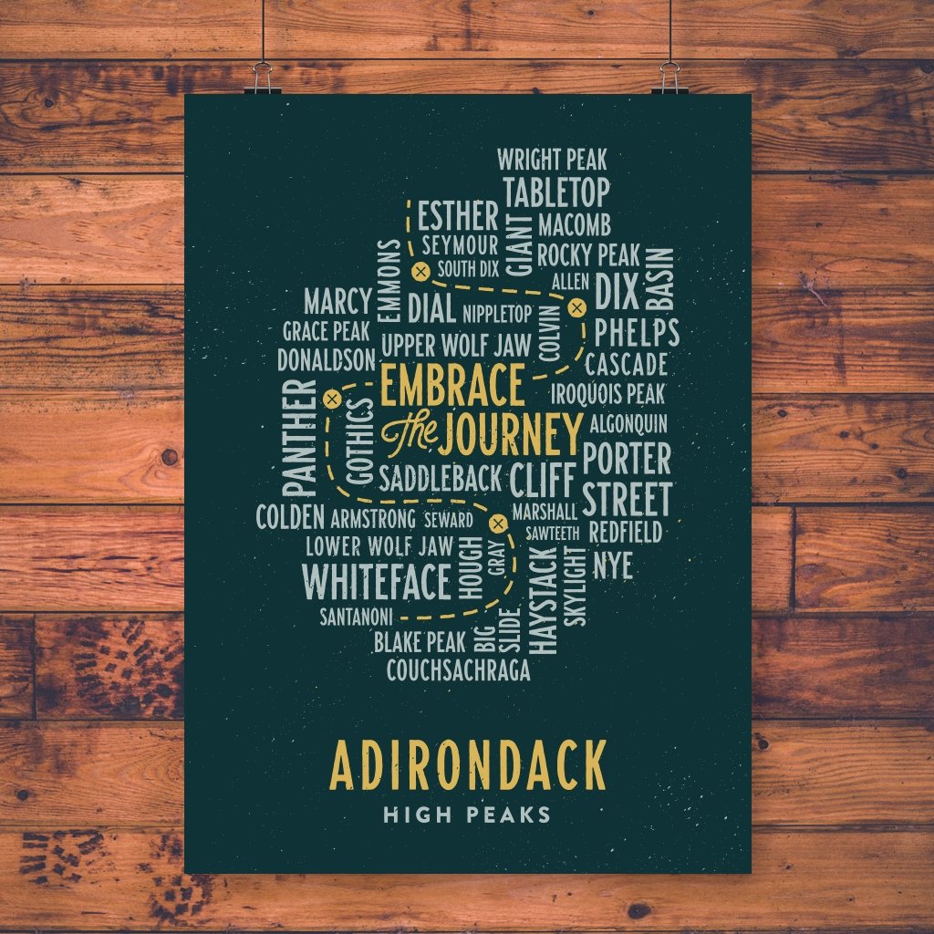 46 High Peaks Poster - Stunning Wall Art for Hiking & Outdoor Enthusiasts - Perfect for Home, Office & Cabin Decor