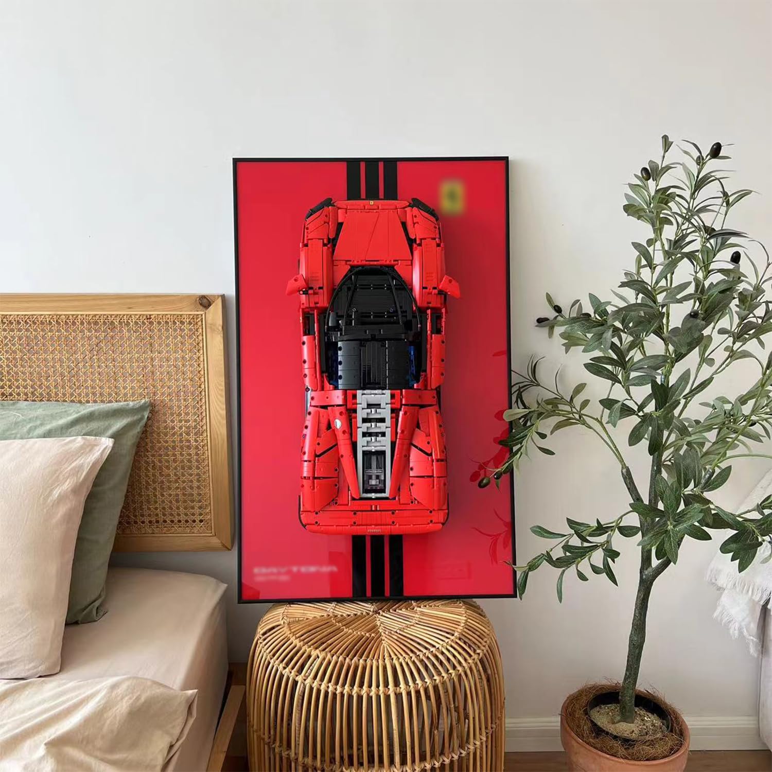 iLuane Lego Technic Ferrari Daytona SP3 42143 Display Wallboard - Race Car Model Building Kit for Adults, Wall Mounted Collectible for Home & Office Décor (Pinstriped Design, No Car Included) - Perfect for Showcasing Your Lego Creations in Living Rooms, Game Rooms or Workspaces