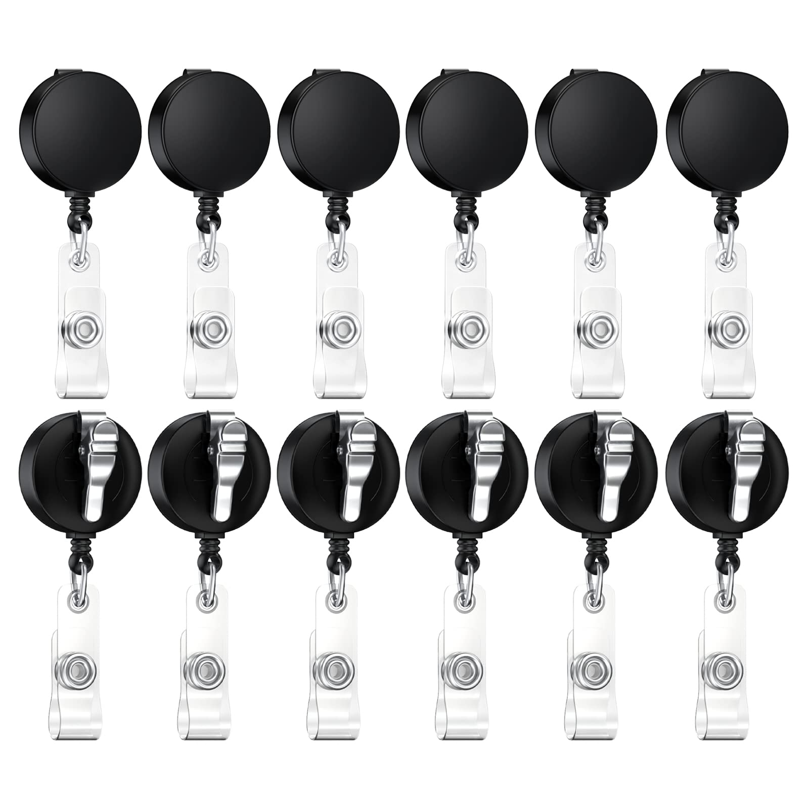12 Pack Retractable Badge Reels with Alligator Clip - Durable ID Badge Holders for Students, Teachers & Professionals | Perfect for Schools, Hospitals, Offices & Conferences