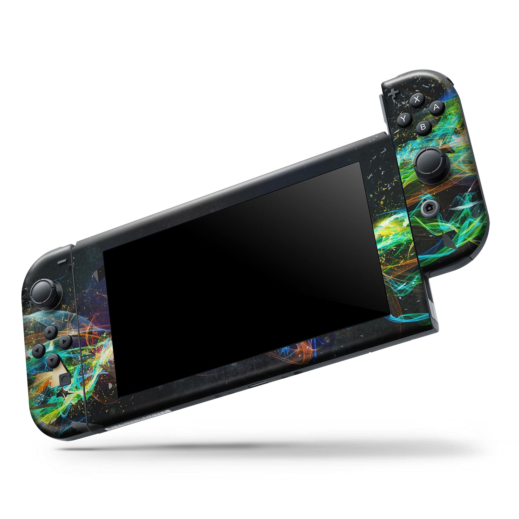 Nintendo Switch Skin Decal - Protective Scratch-Resistant Removable Vinyl Wrap Cover for Switch Console - Neon Motion Lights Design - Perfect for Gaming, Travel & Customization