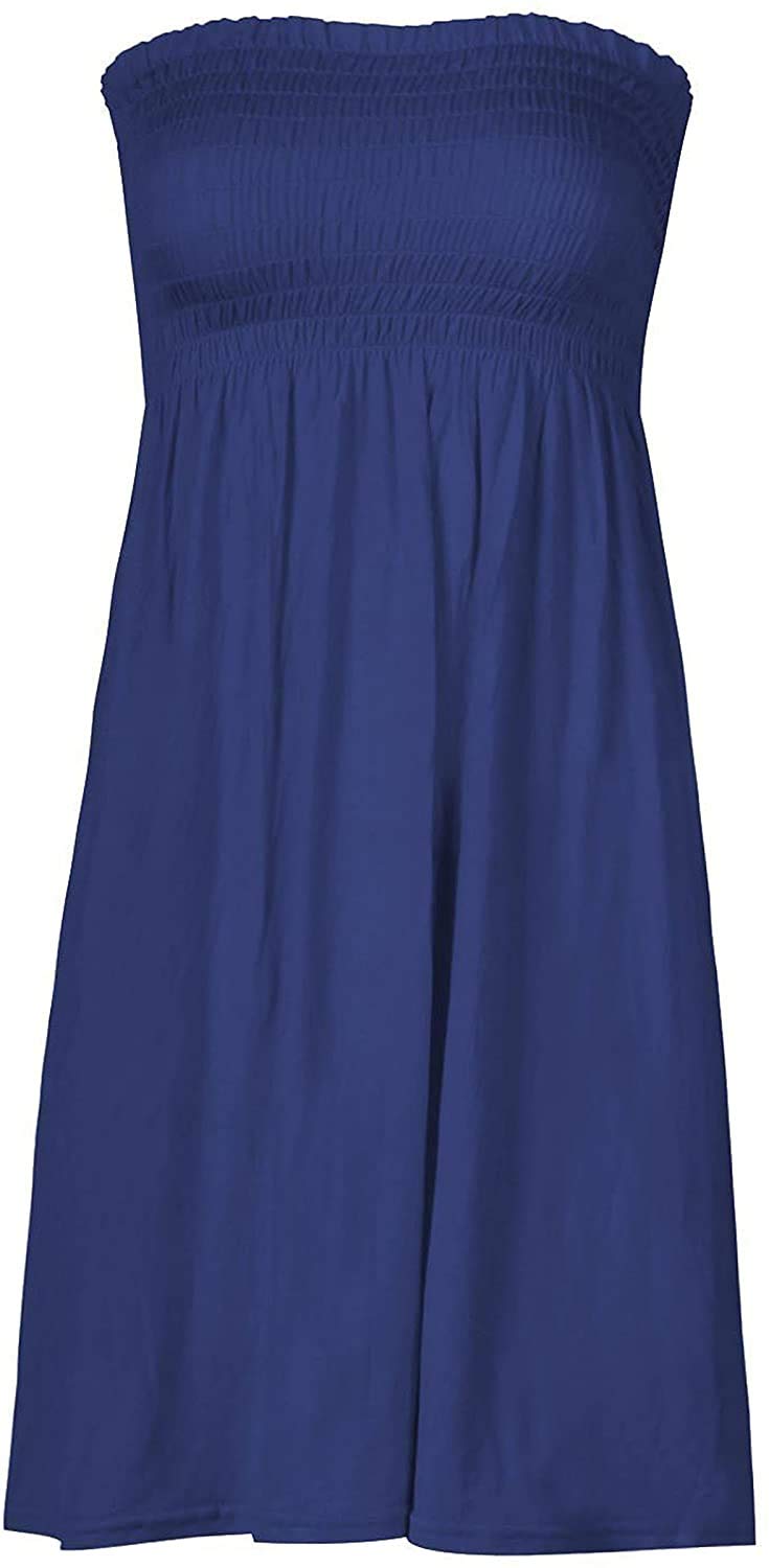 Women's Strapless Plain Top Beach Dress - Summer Casual Mini Cover Up for Poolside, Vacation & Outdoor Activities