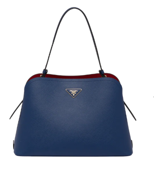 Prada Matinée Handbag for Women - Blue Leather Crossbody Bag with Gold-Tone Hardware | Perfect for Work, Travel & Evening Events