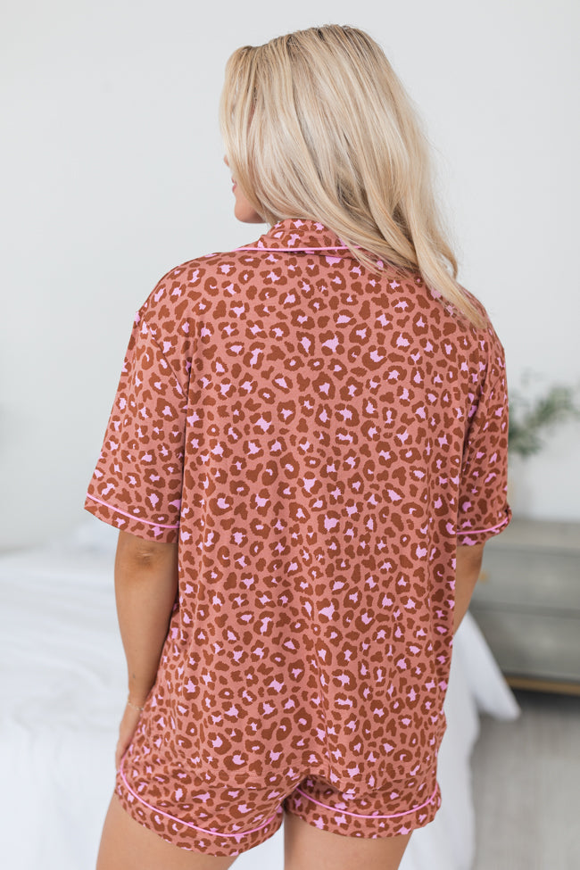 Pink Bamboo Short Sleeve Pajama Top for Women - Soft & Breathable Sleepwear - Perfect for Lounge, Vacation & Cozy Nights at Home