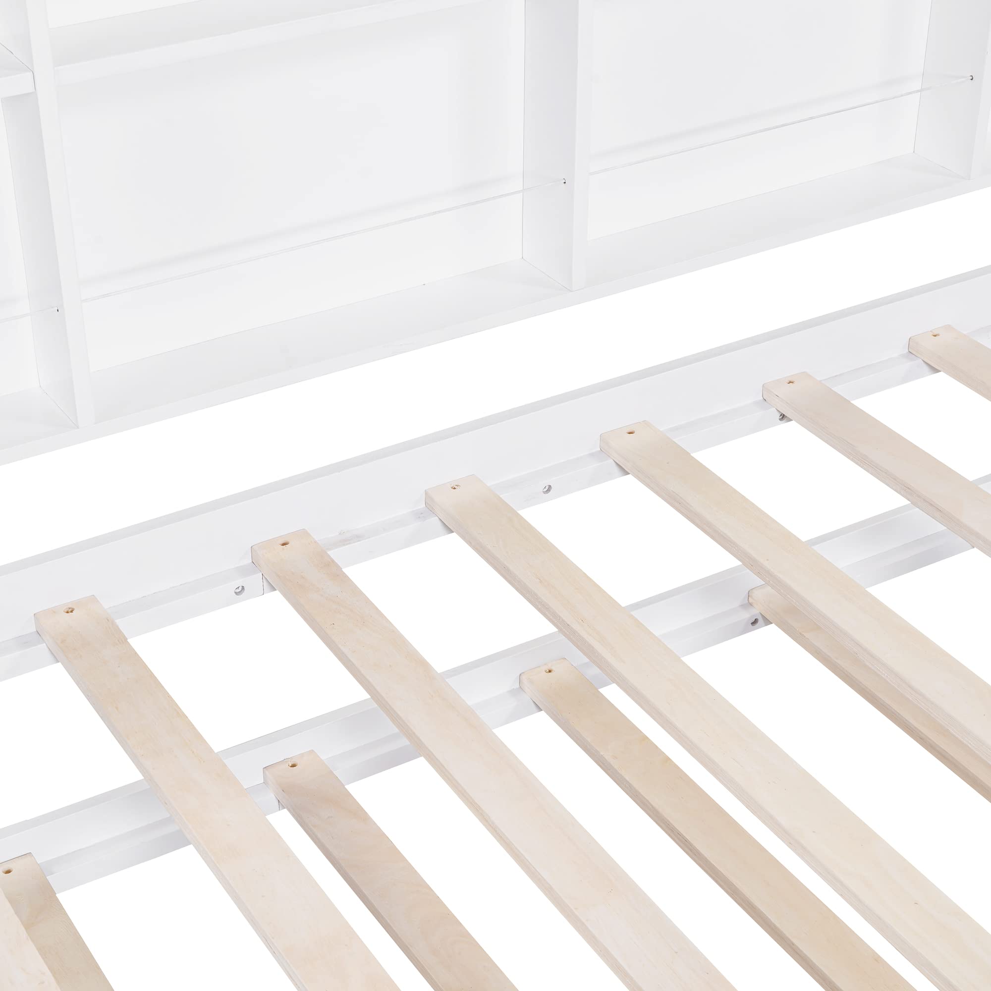 Polibi Twin Size Wooden House Bed with Trundle - 8 Storage Shelves, Roof, Headboard & Footboard - Kids Playhouse Bed for Bedroom & Playroom - Perfect for Sleepovers & Imaginative Play